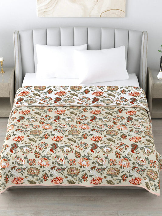 Super Soft Malmal (Muslin) Cotton Double Queen Size Dohar, All Season Reversible AC Comforter Hand Block Print - 86 x 96 inches (7.1*8 Feet) (21-040-C)