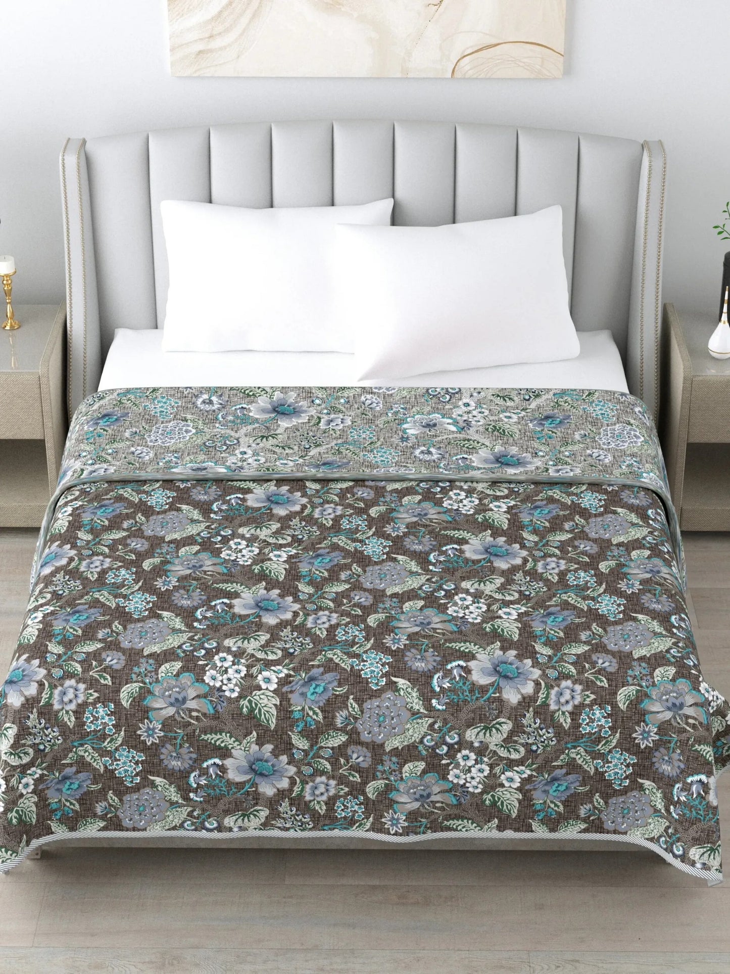 Super Soft Malmal (Muslin) Cotton Double Queen Size Dohar, All Season Reversible AC Comforter Hand Block Print - 86 x 96 inches (7.1*8 Feet) (21-041-A)