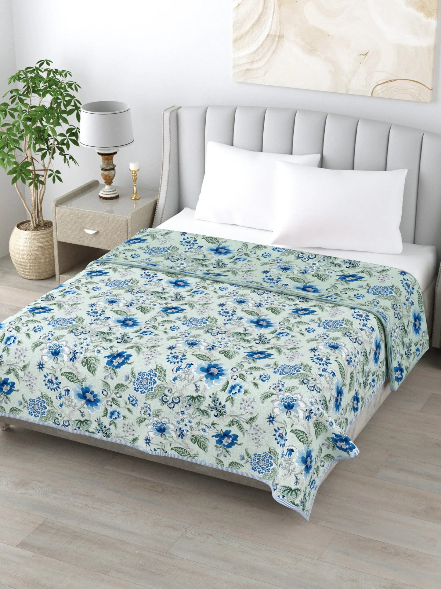 Super Soft Malmal (Muslin) Cotton Double Queen Size Dohar, All Season Reversible AC Comforter Hand Block Print - 86 x 96 inches (7.1*8 Feet) (21-041-C)