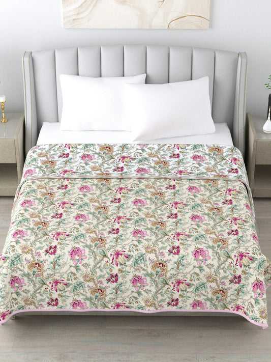 Super Soft Malmal (Muslin) Cotton Double Queen Size Dohar, All Season Reversible AC Comforter Hand Block Print - 86 x 96 inches (7.1*8 Feet) (21-042-A)