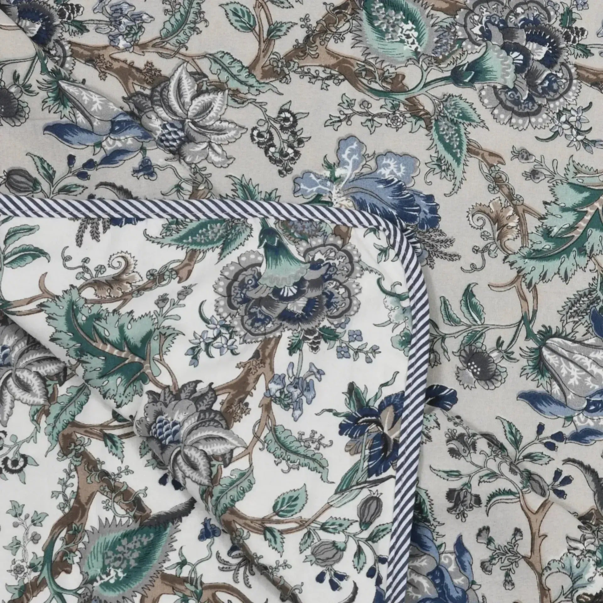 Super Soft Malmal (Muslin) Cotton Double Queen Size Dohar, All Season Reversible AC Comforter Hand Block Print - 86 x 96 inches (7.1*8 Feet) (21-042-B)