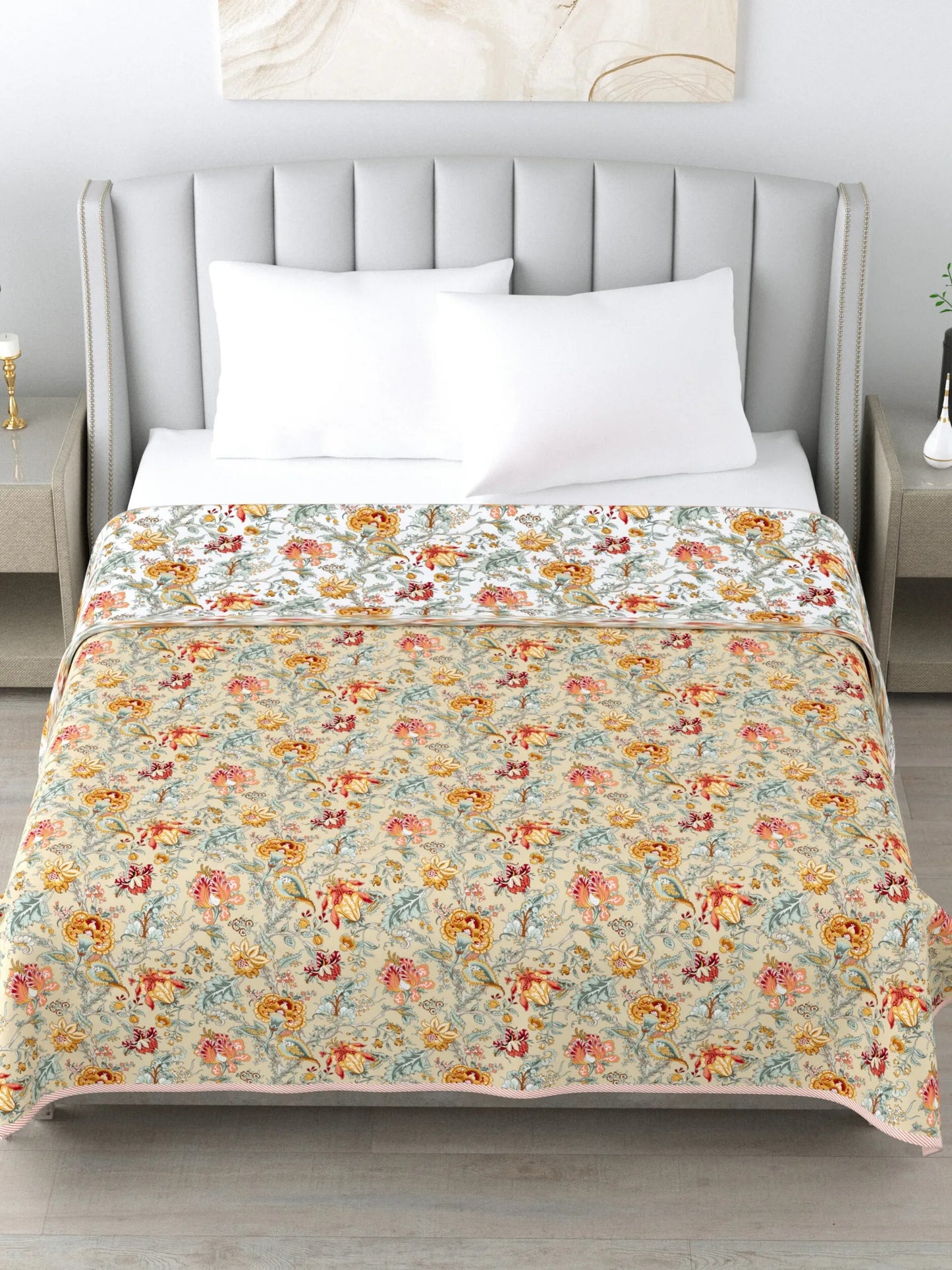 Super Soft Malmal (Muslin) Cotton Double Queen Size Dohar, All Season Reversible AC Comforter Hand Block Print - 86 x 96 inches (7.1*8 Feet) (21-042-C)