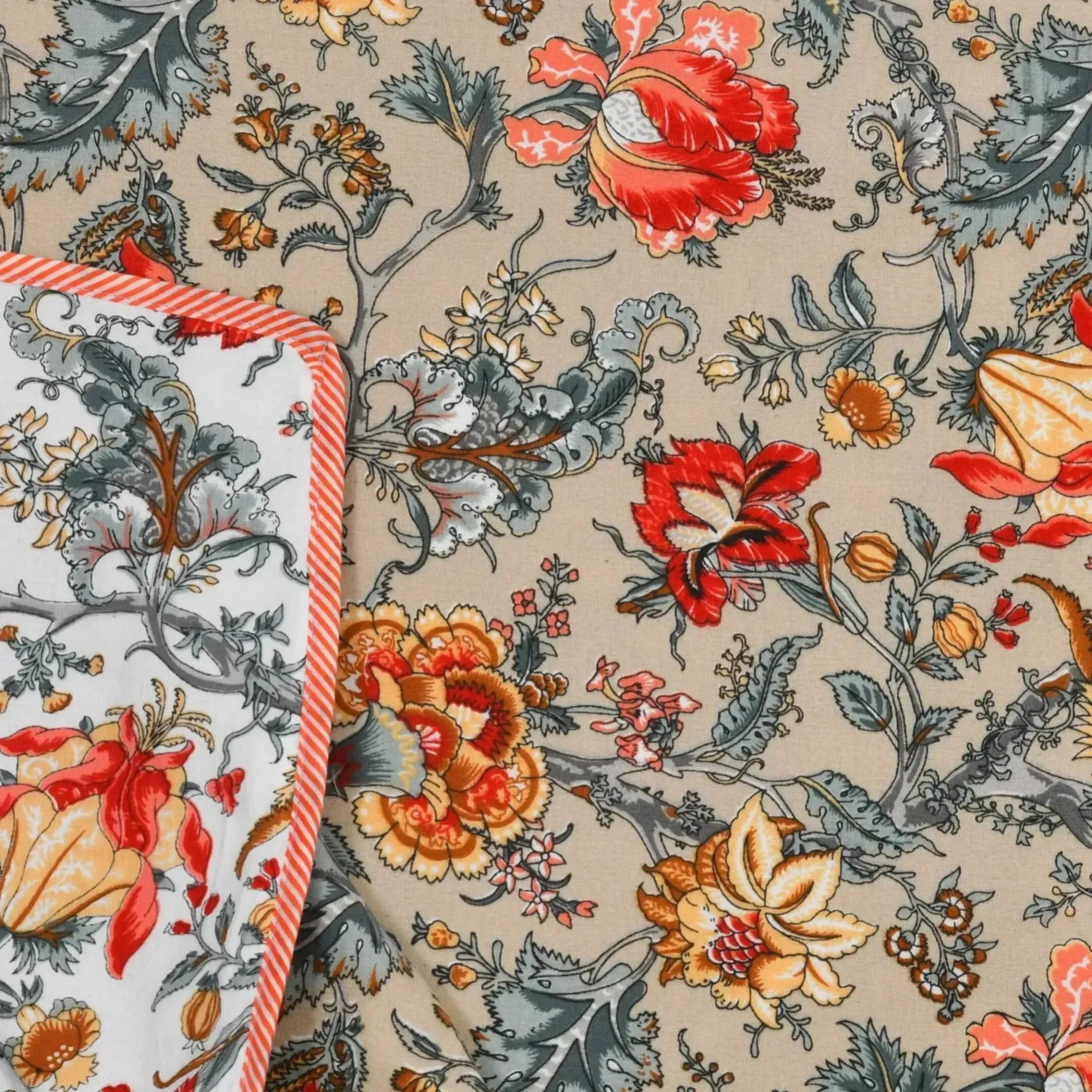 Super Soft Malmal (Muslin) Cotton Double Queen Size Dohar, All Season Reversible AC Comforter Hand Block Print - 86 x 96 inches (7.1*8 Feet) (21-042-C)