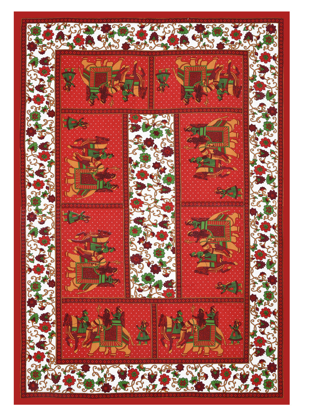 LIVING ROOTS Single Bed Bedsheet Pure Cotton Fabric Size  60*90 Sanganeri Print Red Colour (30-012-C)