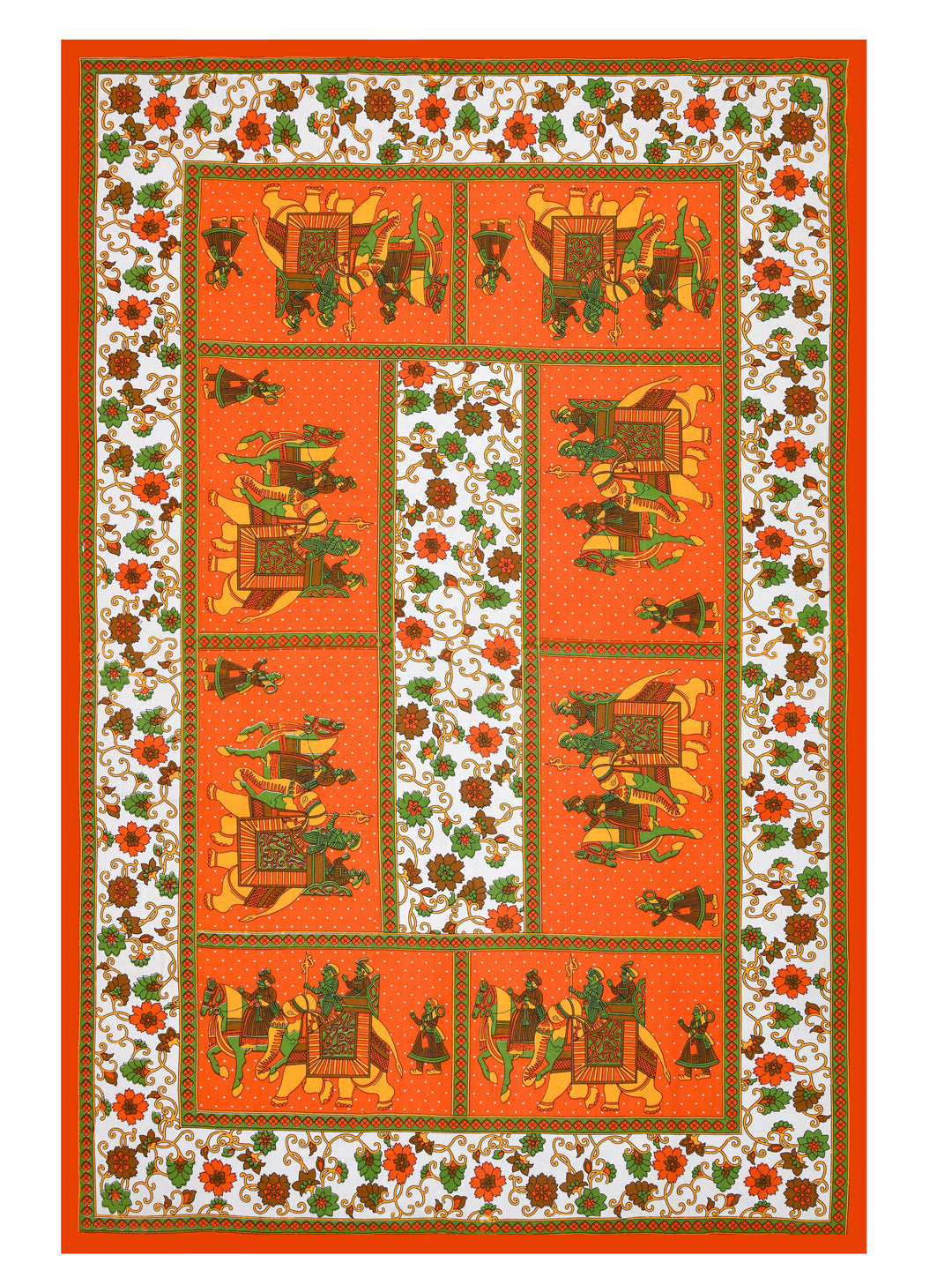 Copy of Single Bed Bedsheet Pure Cotton Fabric Size  60*90 Sanganeri Print Orange Colour