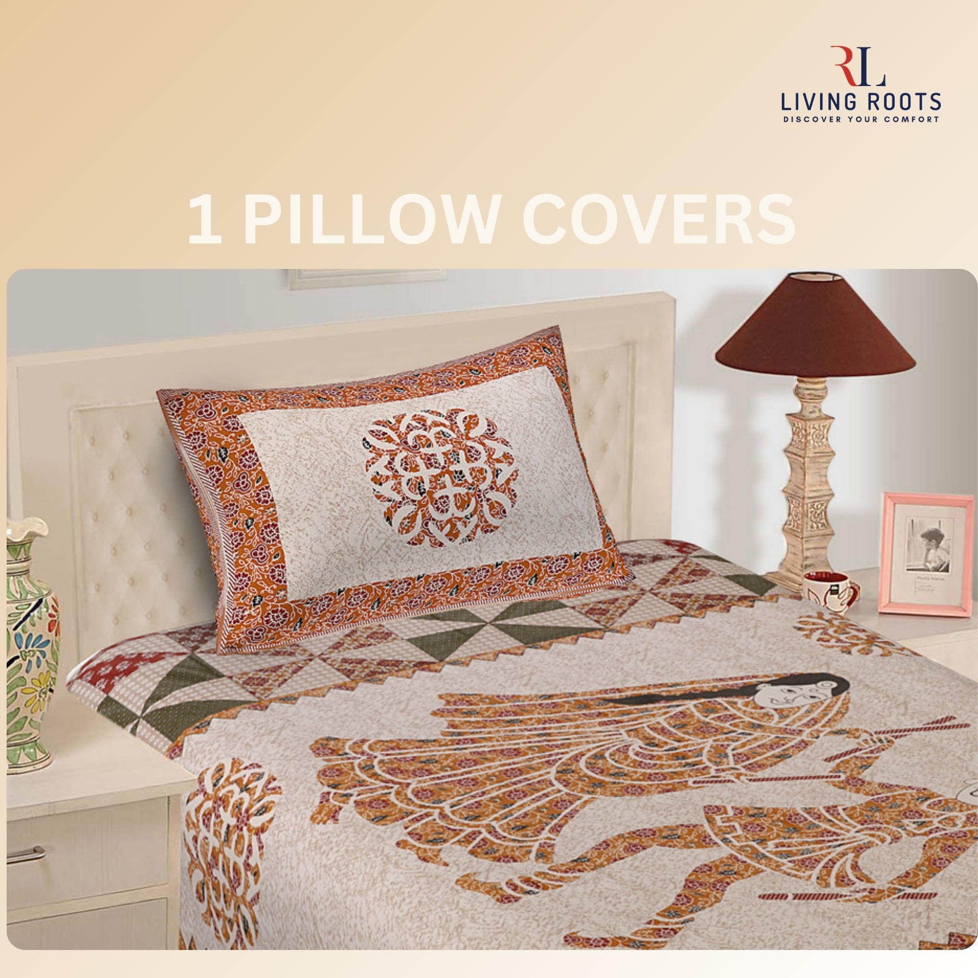 1 Single Size Bedsheet 56*86 inches (4.6*7.1 feet ) With 1 Pillow Cover | Pure Cotton | Rich Fast Colour with No Colour Bleeding | Soft & Skin Friendly (30-024-A)