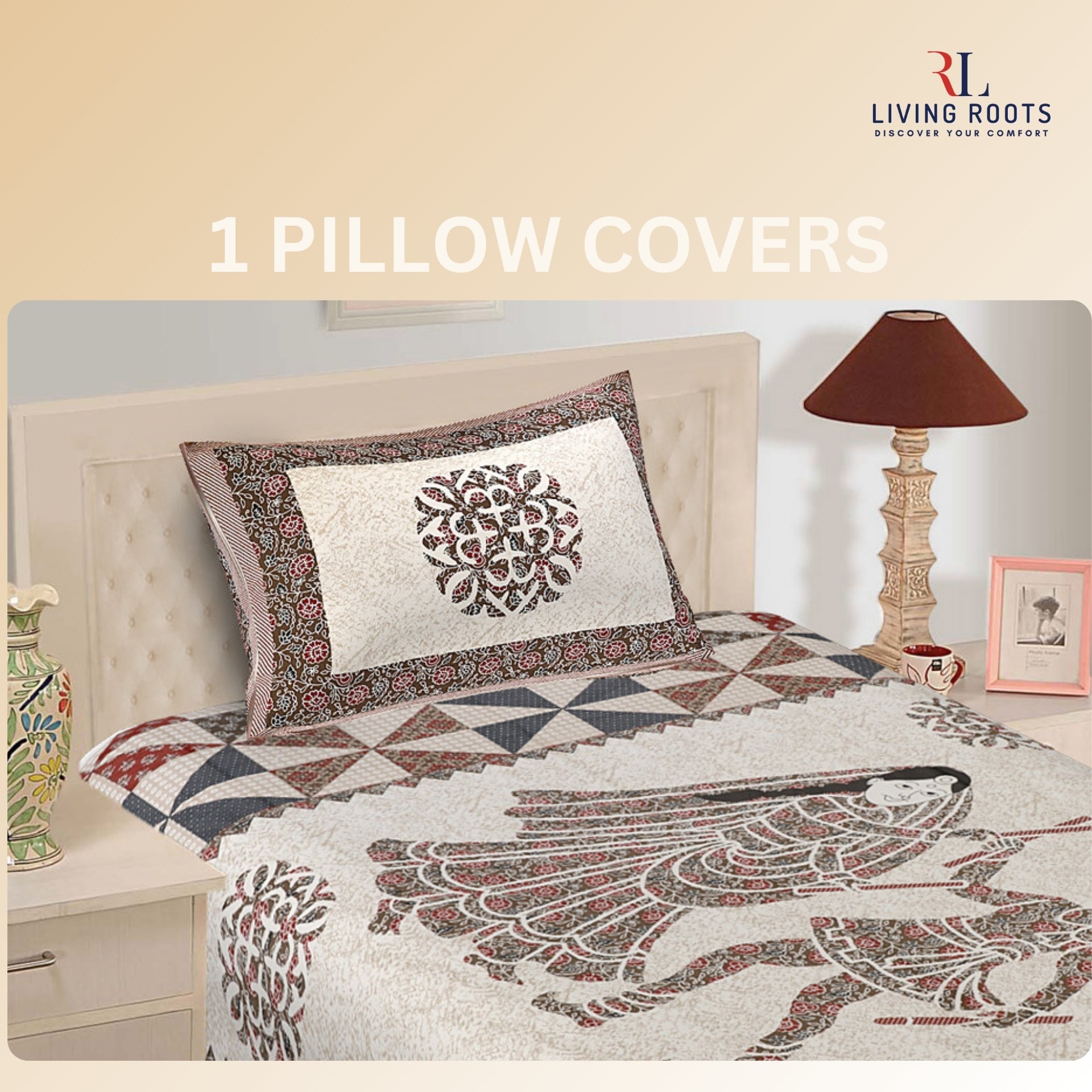 1 Single Size Bedsheet 56*86 inches (4.6*7.1 feet ) With 1 Pillow Cover | Pure Cotton | Rich Fast Colour with No Colour Bleeding | Soft & Skin Friendly (30-024-C)