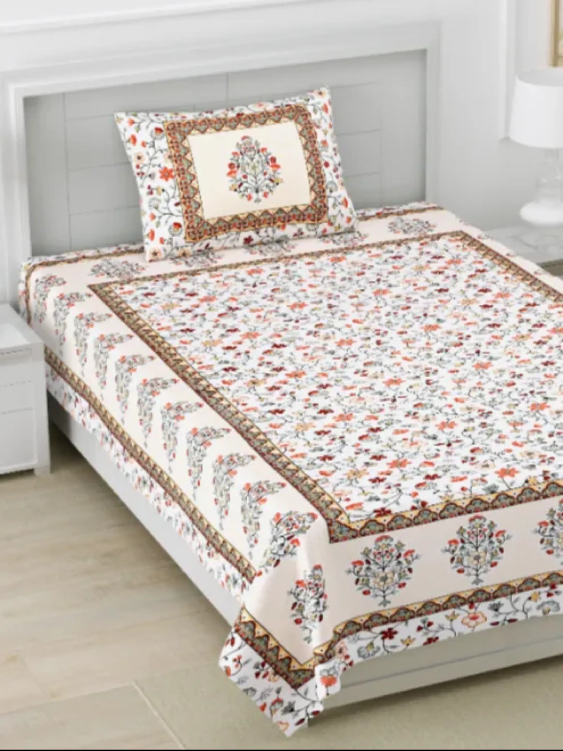 LIVING ROOTS 1 Single Size Bedsheet 60*90 inches (5*7.5 Feet) with 1 Pillow Cover | Pure Cotton | Rich Fast Colour with No Colour Bleeding | Soft, Breathable & Skin Friendly, Keeps Your Body  Cool (357-A)