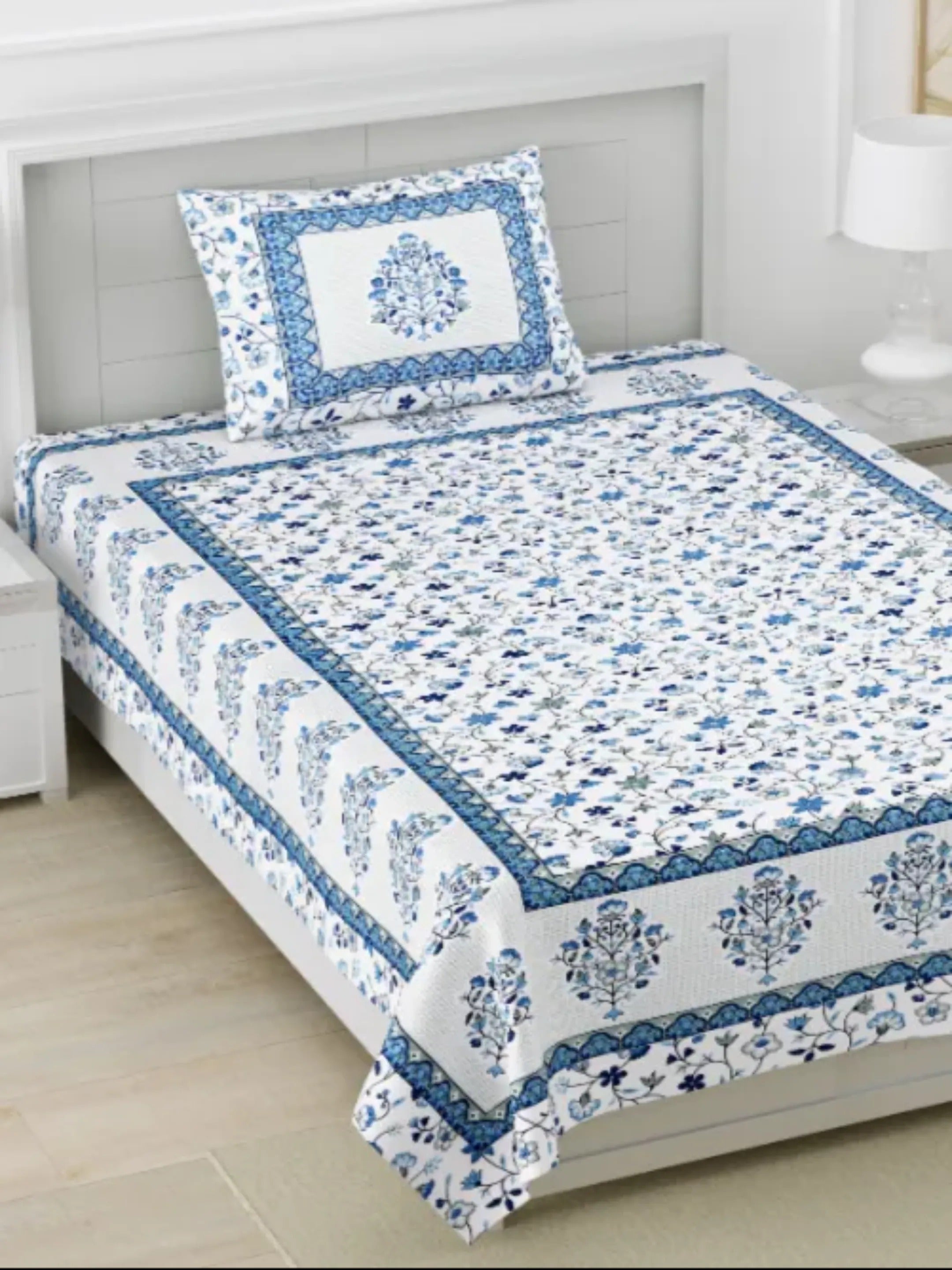 LIVING ROOTS 1 Single Size Bedsheet 60*90 inches (5*7.5 Feet) with 1 Pillow Cover | Pure Cotton | Rich Fast Colour with No Colour Bleeding | Soft, Breathable & Skin Friendly, Keeps Your Body  Cool (357-C)