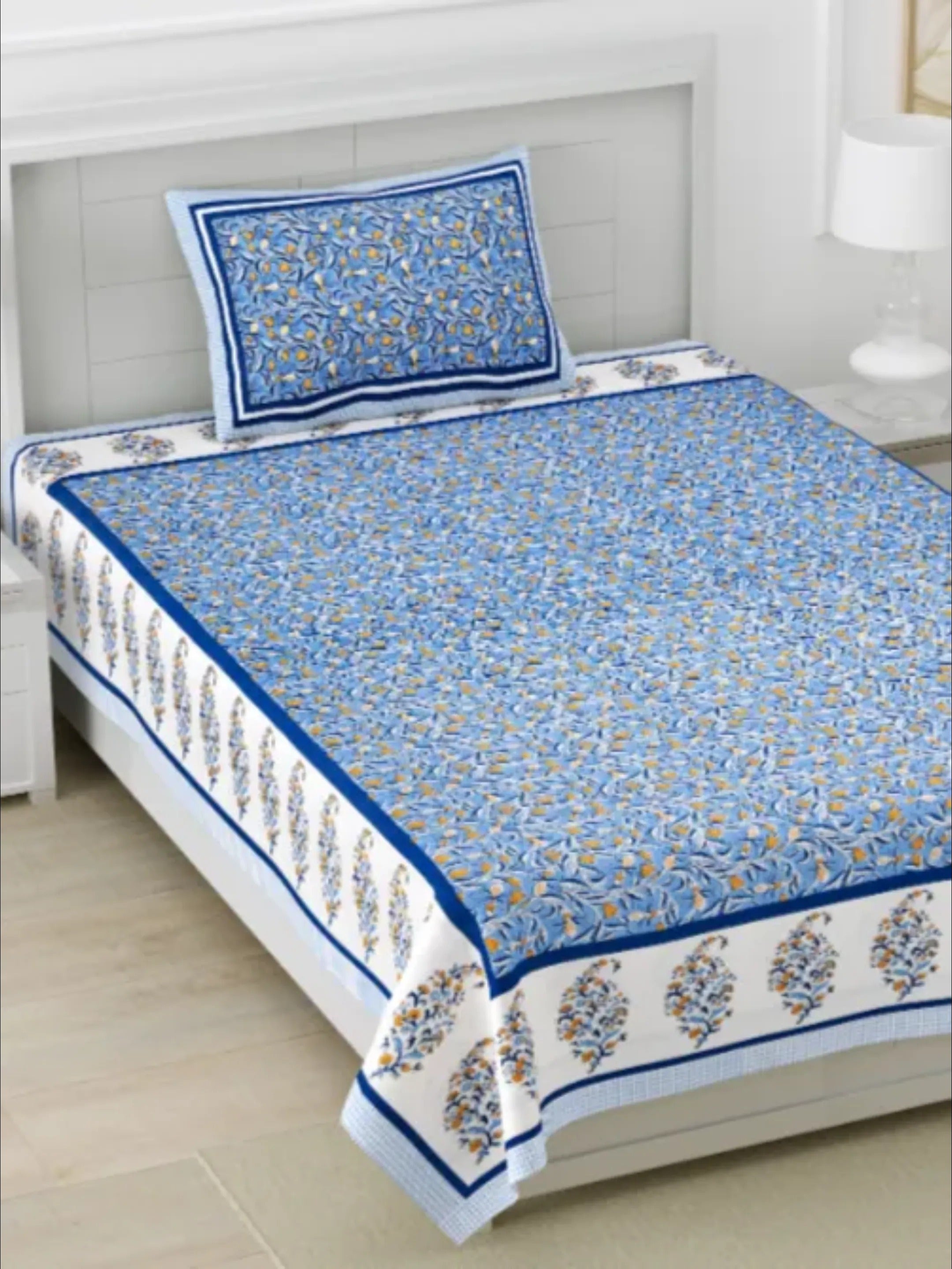 LIVING ROOTS 1 Single Size Bedsheet 60*90 inches (5*7.5 Feet) with 1 Pillow Cover | Pure Cotton | Rich Fast Colour with No Colour Bleeding | Soft, Breathable & Skin Friendly, Keeps Your Body  Cool (358-B)