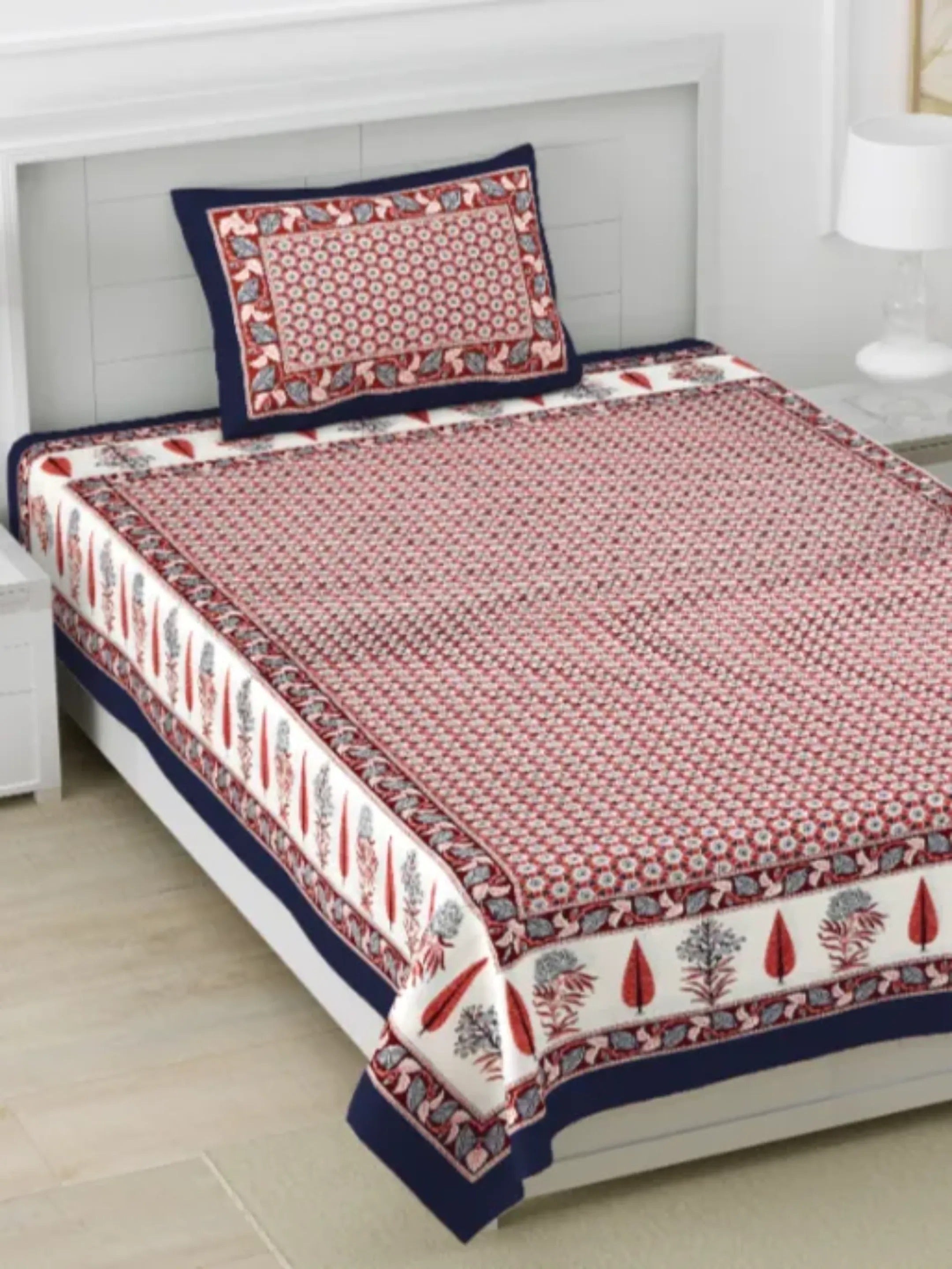 LIVING ROOTS 1 Single Size Bedsheet 60*90 inches (5*7.5 Feet) with 1 Pillow Cover | Pure Cotton | Rich Fast Colour with No Colour Bleeding | Soft, Breathable & Skin Friendly, Keeps Your Body  Cool (359-A)