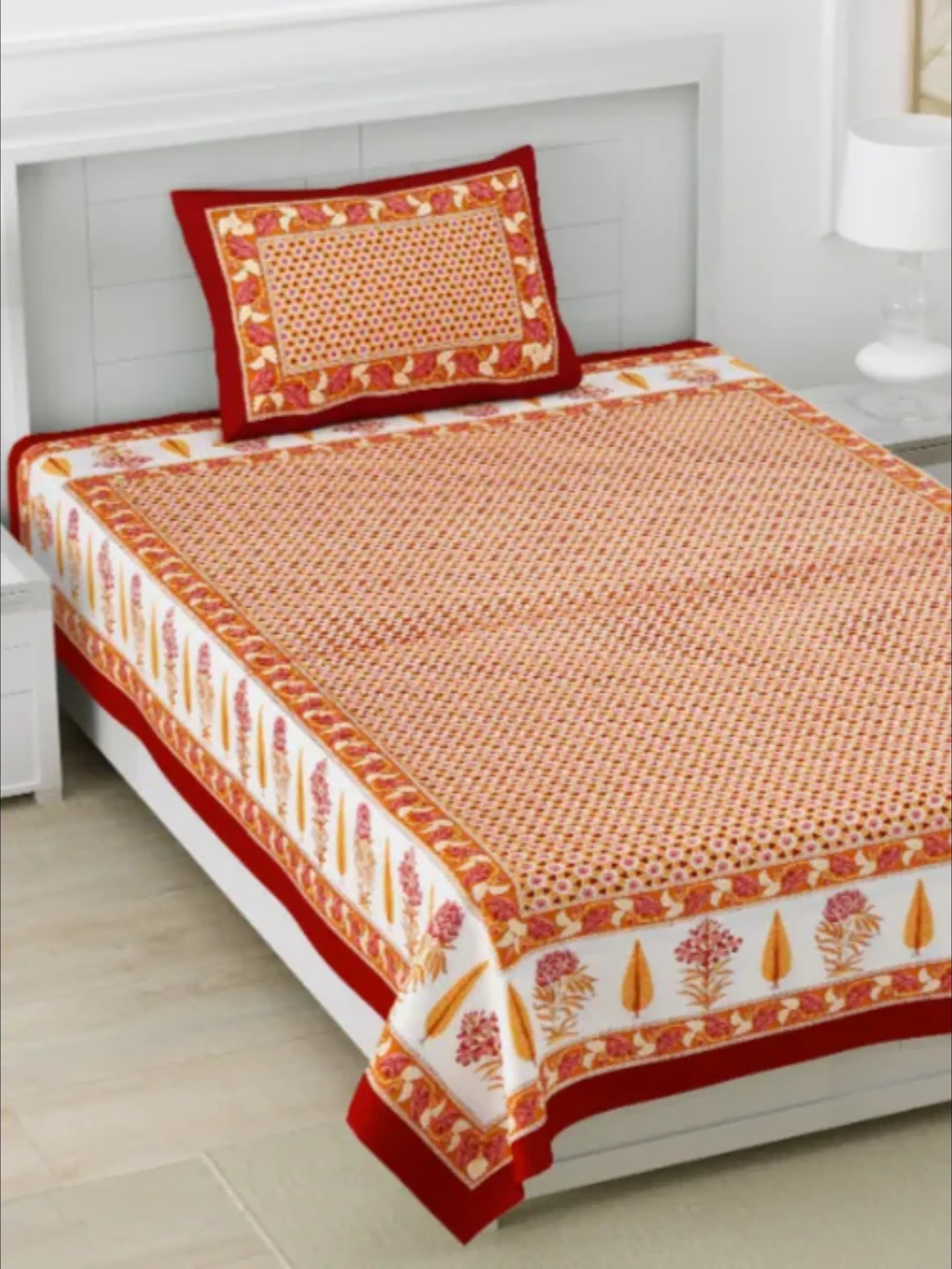 LIVING ROOTS 1 Single Size Bedsheet 60*90 inches (5*7.5 Feet) with 1 Pillow Cover | Pure Cotton | Rich Fast Colour with No Colour Bleeding | Soft, Breathable & Skin Friendly, Keeps Your Body  Cool (359-C)