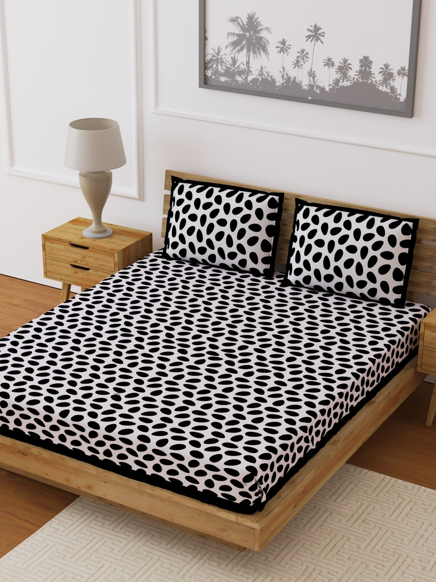 LIVING ROOTS Double Bedsheet Black Colour Queen Size Pure Cotton - 1 Bedsheet with 2 Pillow Covers (31-031-C)