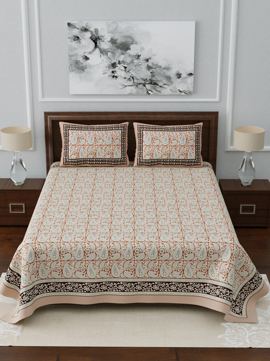 LIVING ROOTS Double Bedsheet king Size Pure Cotton - 1 Bedsheet with 2 Pillow Covers (31-033-A)