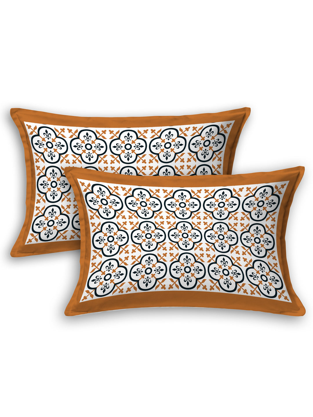 LIVING ROOTS Double Bedsheet King Size Orange Colour Pure Cotton - 1 Bedsheet with 2 Pillow Covers (31-034-C)