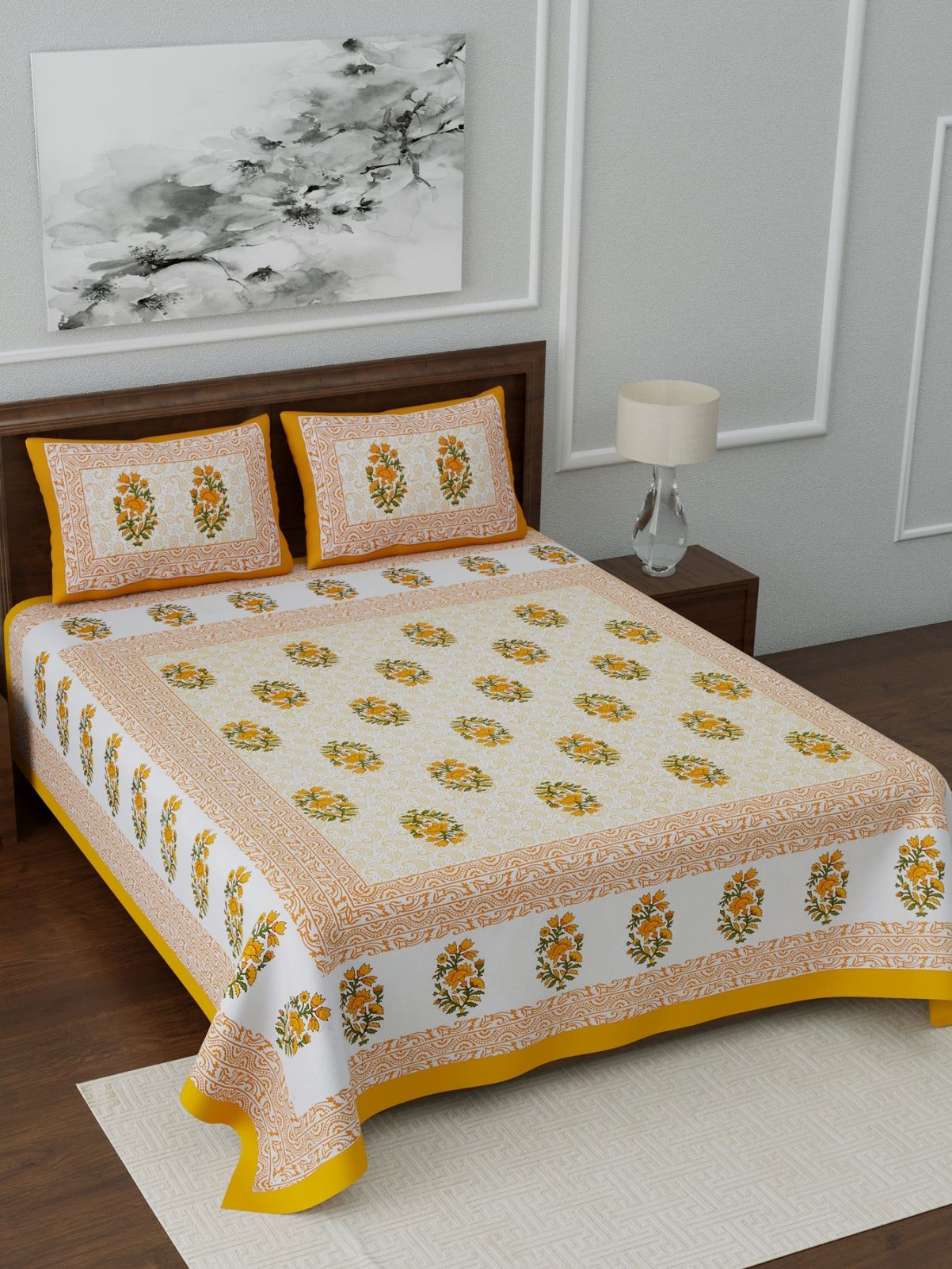 1 Queen Size Bedsheet  86*96 inches (7*8 Feet)   | Pure Cotton | Rich Fast Colour with No Colour Bleeding | Soft Skin Friendly (054-A)