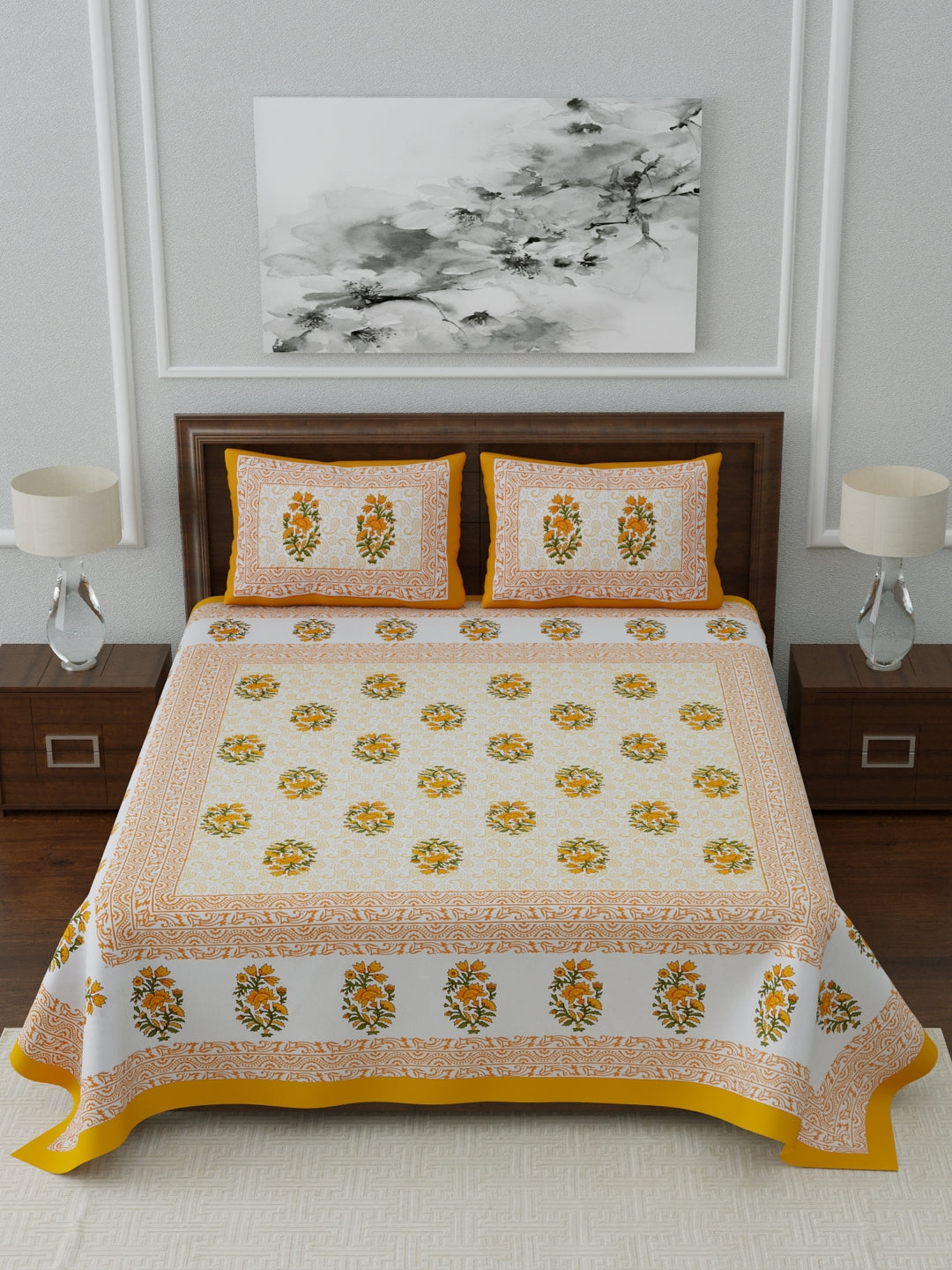 1 Queen Size Bedsheet  86*96 inches (7*8 Feet)   | Pure Cotton | Rich Fast Colour with No Colour Bleeding | Soft Skin Friendly (054-A)