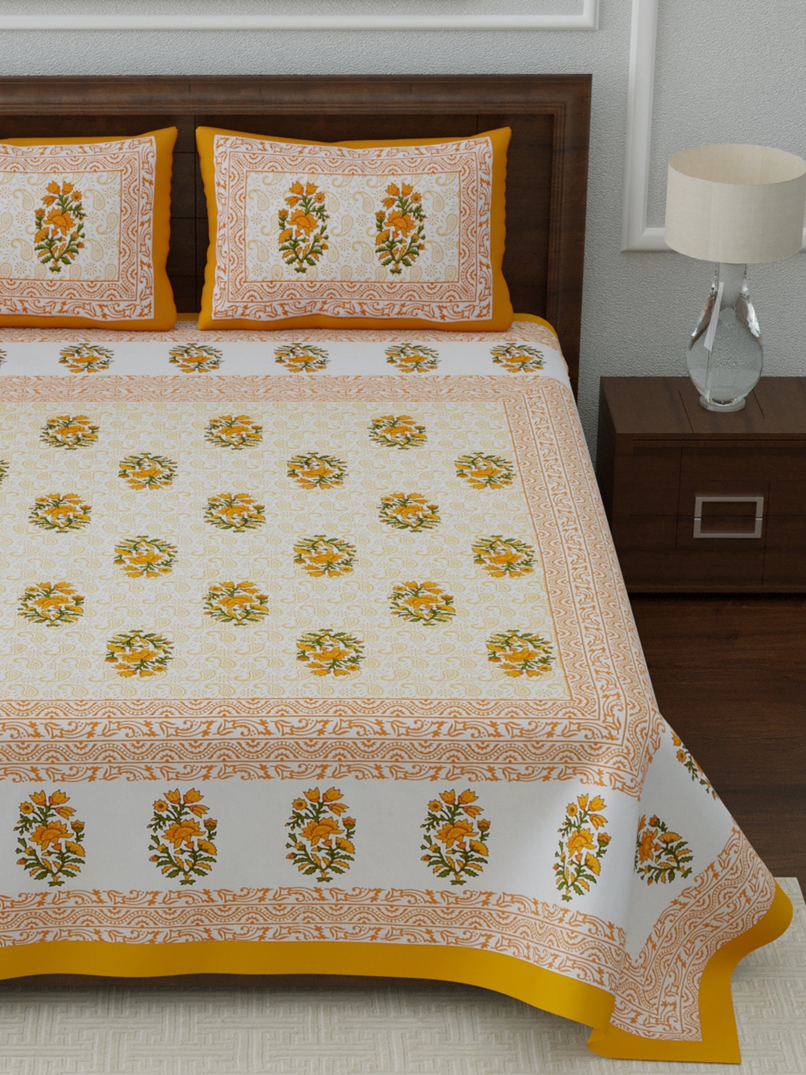 1 Queen Size Bedsheet  86*96 inches (7*8 Feet)   | Pure Cotton | Rich Fast Colour with No Colour Bleeding | Soft Skin Friendly (054-A)