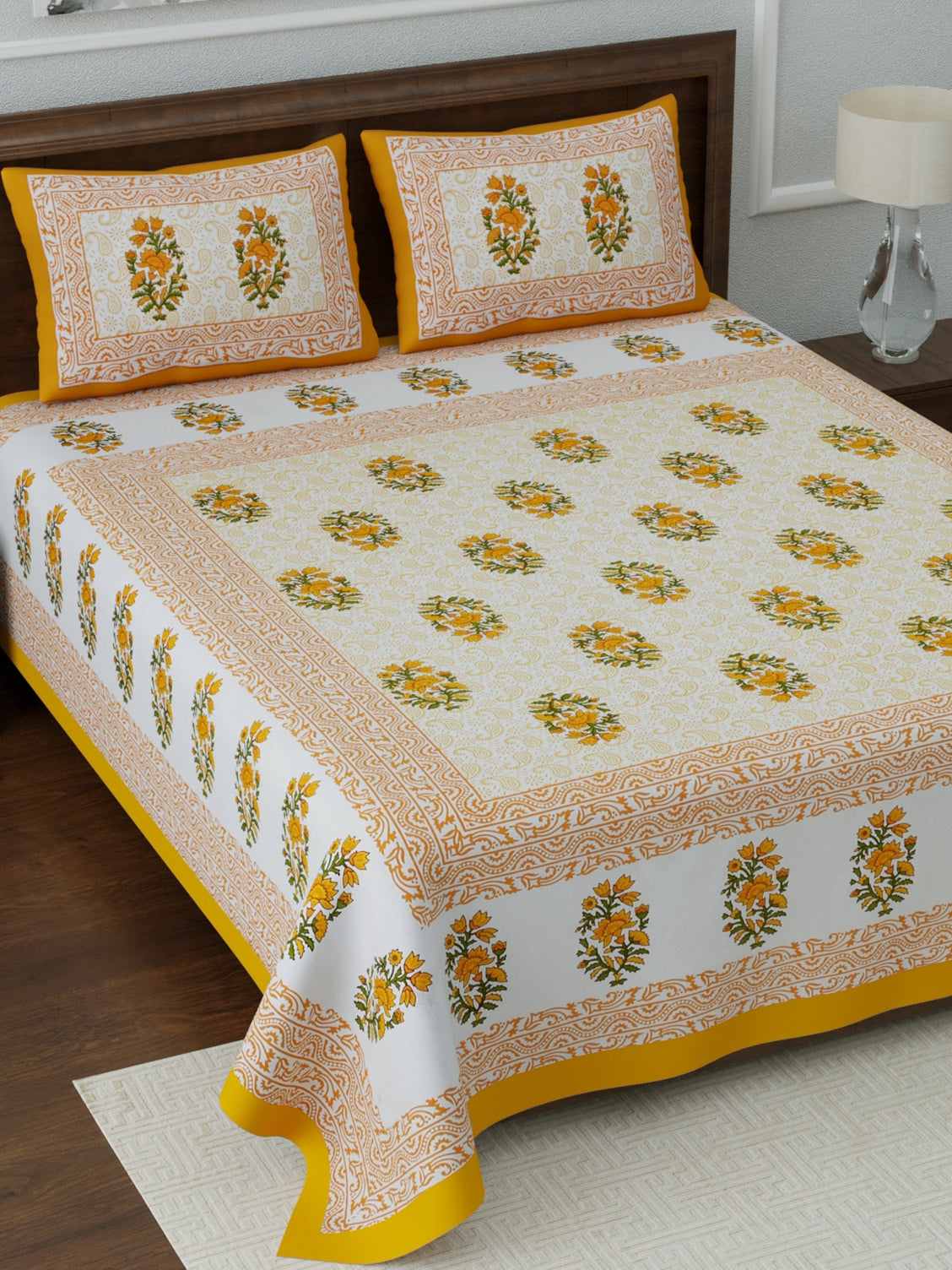 1 Queen Size Bedsheet  86*96 inches (7*8 Feet)   | Pure Cotton | Rich Fast Colour with No Colour Bleeding | Soft Skin Friendly (054-A)