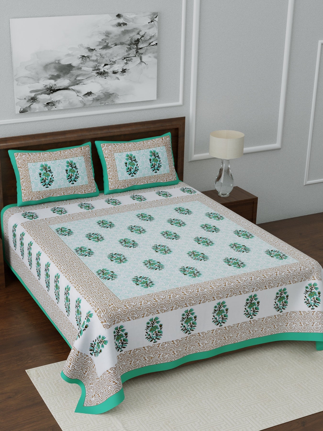 1 Queen Size Bedsheet  86*96 inches (7*8 Feet)   | Pure Cotton | Rich Fast Colour with No Colour Bleeding | Soft Skin Friendly (054-C)