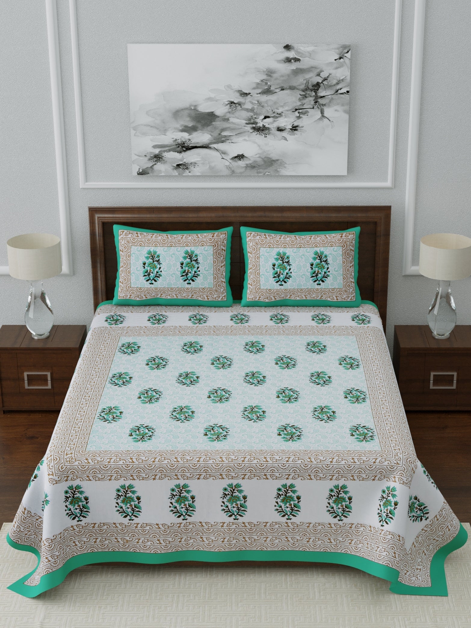 1 Queen Size Bedsheet  86*96 inches (7*8 Feet)   | Pure Cotton | Rich Fast Colour with No Colour Bleeding | Soft Skin Friendly (054-C)