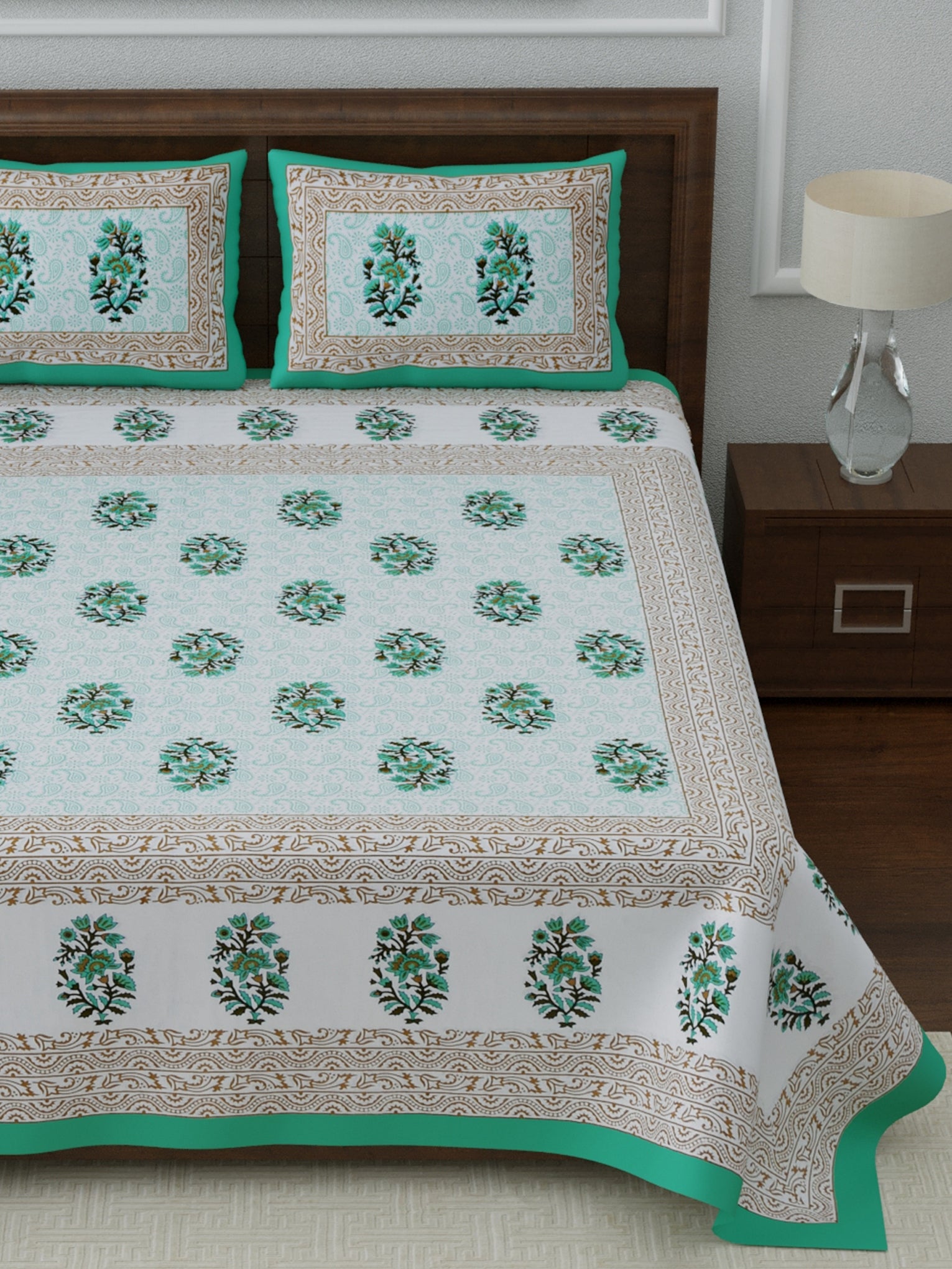 1 Queen Size Bedsheet  86*96 inches (7*8 Feet)   | Pure Cotton | Rich Fast Colour with No Colour Bleeding | Soft Skin Friendly (054-C)