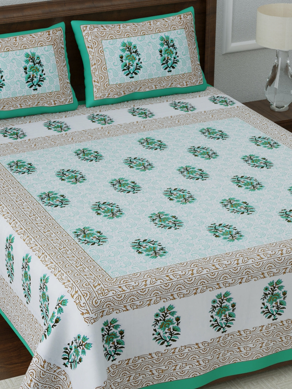 1 Queen Size Bedsheet  86*96 inches (7*8 Feet)   | Pure Cotton | Rich Fast Colour with No Colour Bleeding | Soft Skin Friendly (054-C)