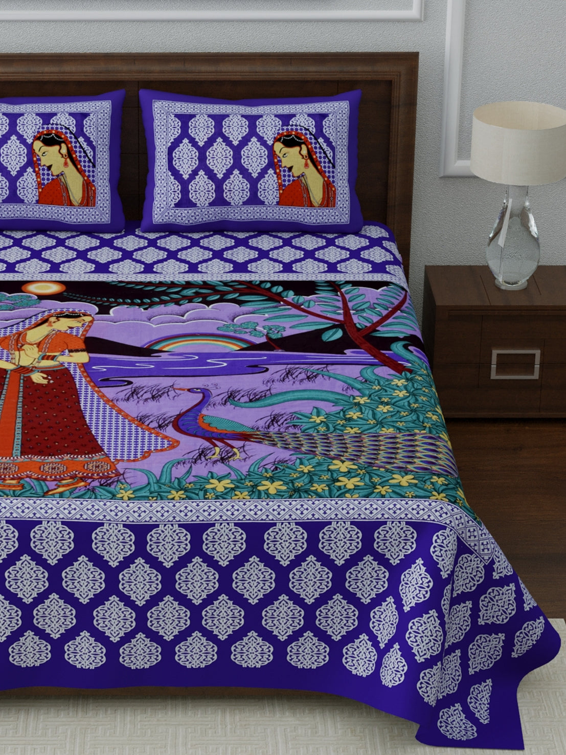 1 Queen Size Bedsheet  86*96 inches (7*8 Feet)   | Pure Cotton | Rich Fast Colour with No Colour Bleeding | Soft Skin Friendly (055-C)