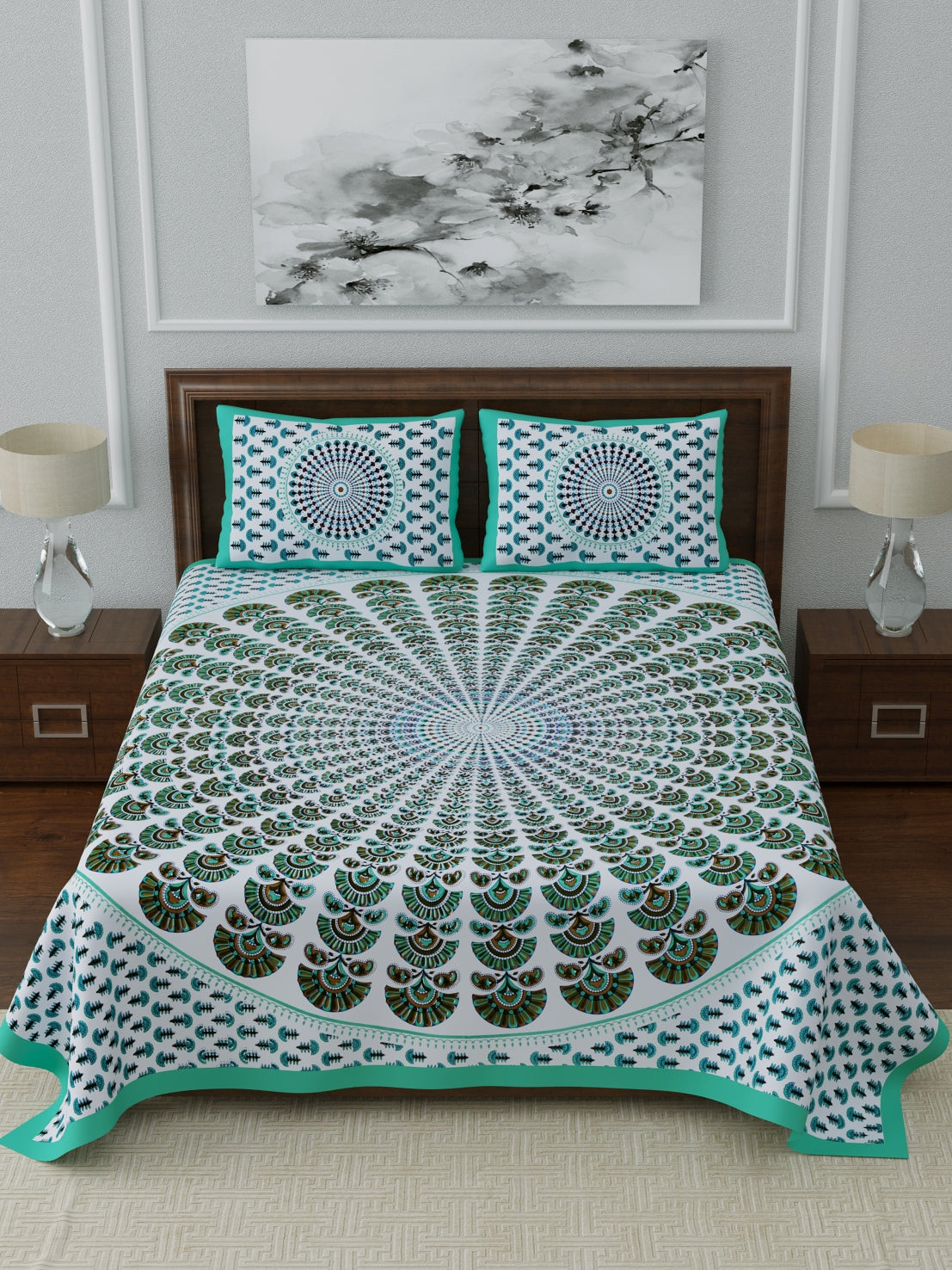 1 Queen Size Bedsheet  86*96 inches (7*8 Feet)   | Pure Cotton | Rich Fast Colour with No Colour Bleeding | Soft Skin Friendly (056-A)