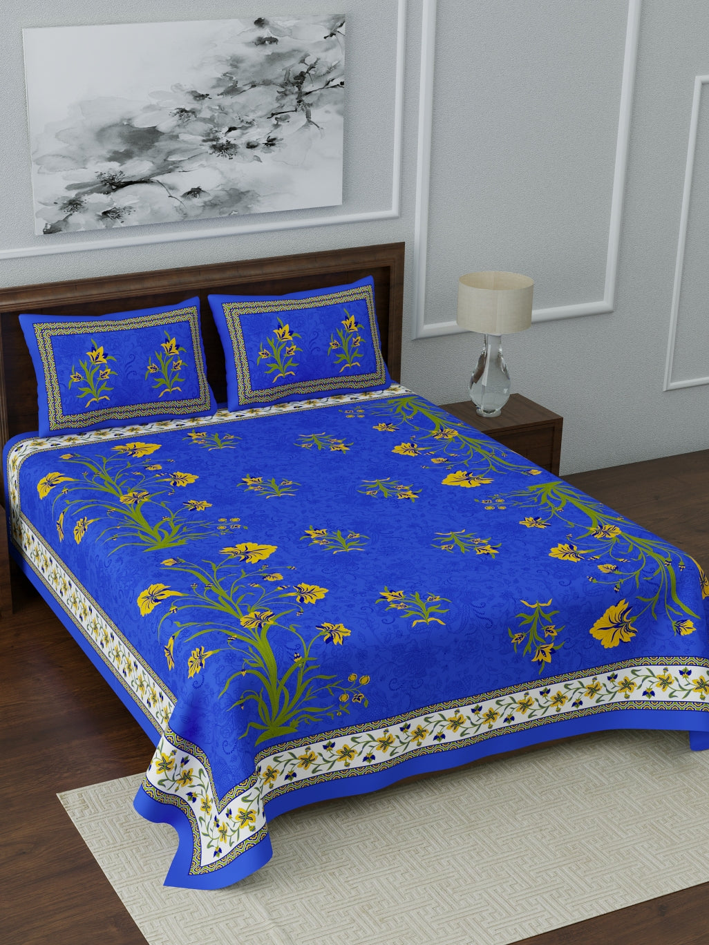 1 Queen Size Bedsheet  86*96 inches (7*8 Feet)   | Pure Cotton | Rich Fast Colour with No Colour Bleeding | Soft Skin Friendly (057-A)