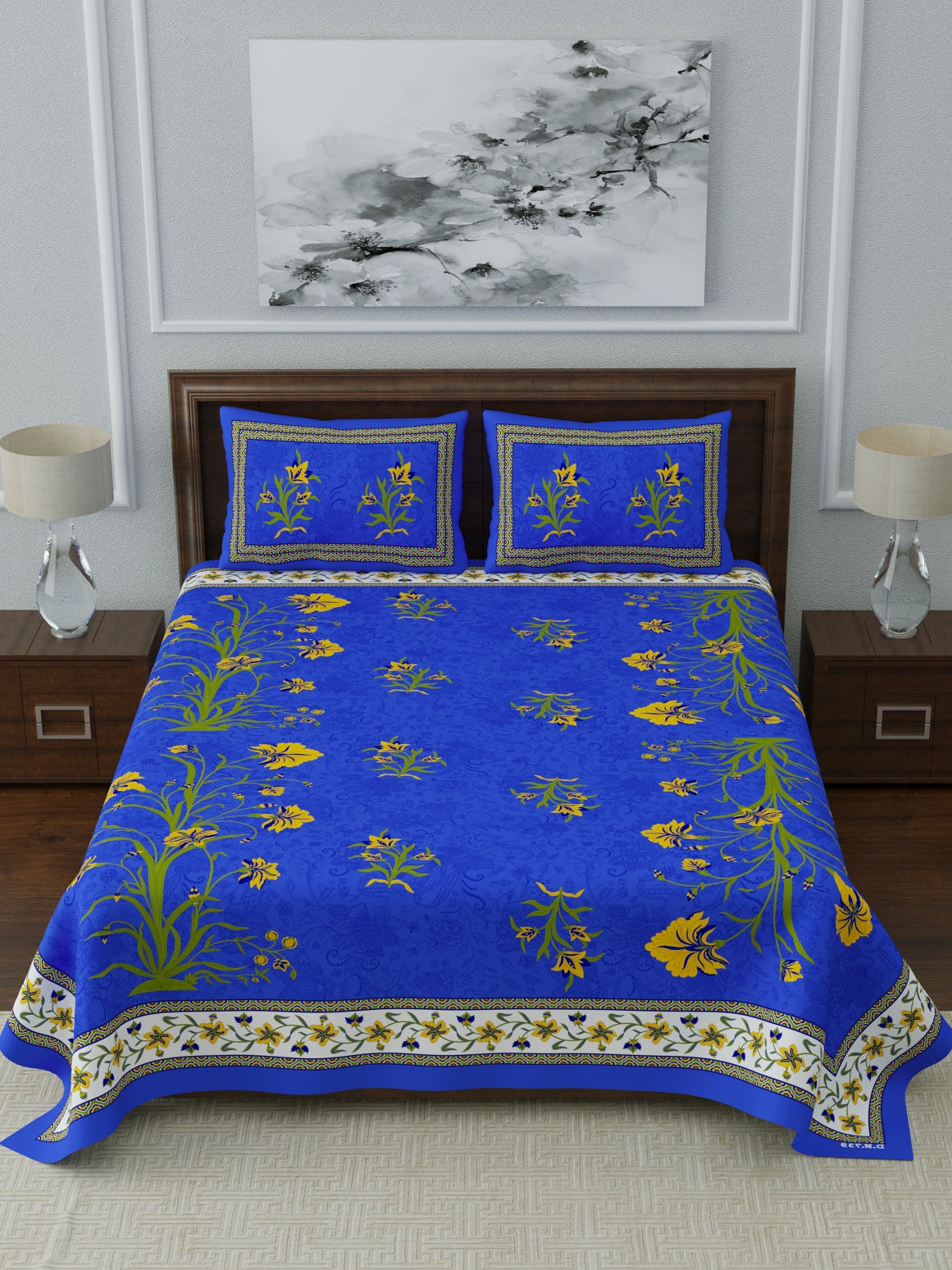1 Queen Size Bedsheet  86*96 inches (7*8 Feet)   | Pure Cotton | Rich Fast Colour with No Colour Bleeding | Soft Skin Friendly (057-A)