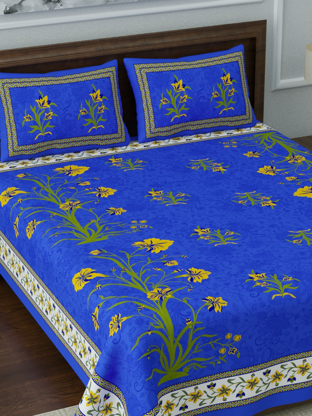 1 Queen Size Bedsheet  86*96 inches (7*8 Feet)   | Pure Cotton | Rich Fast Colour with No Colour Bleeding | Soft Skin Friendly (057-A)