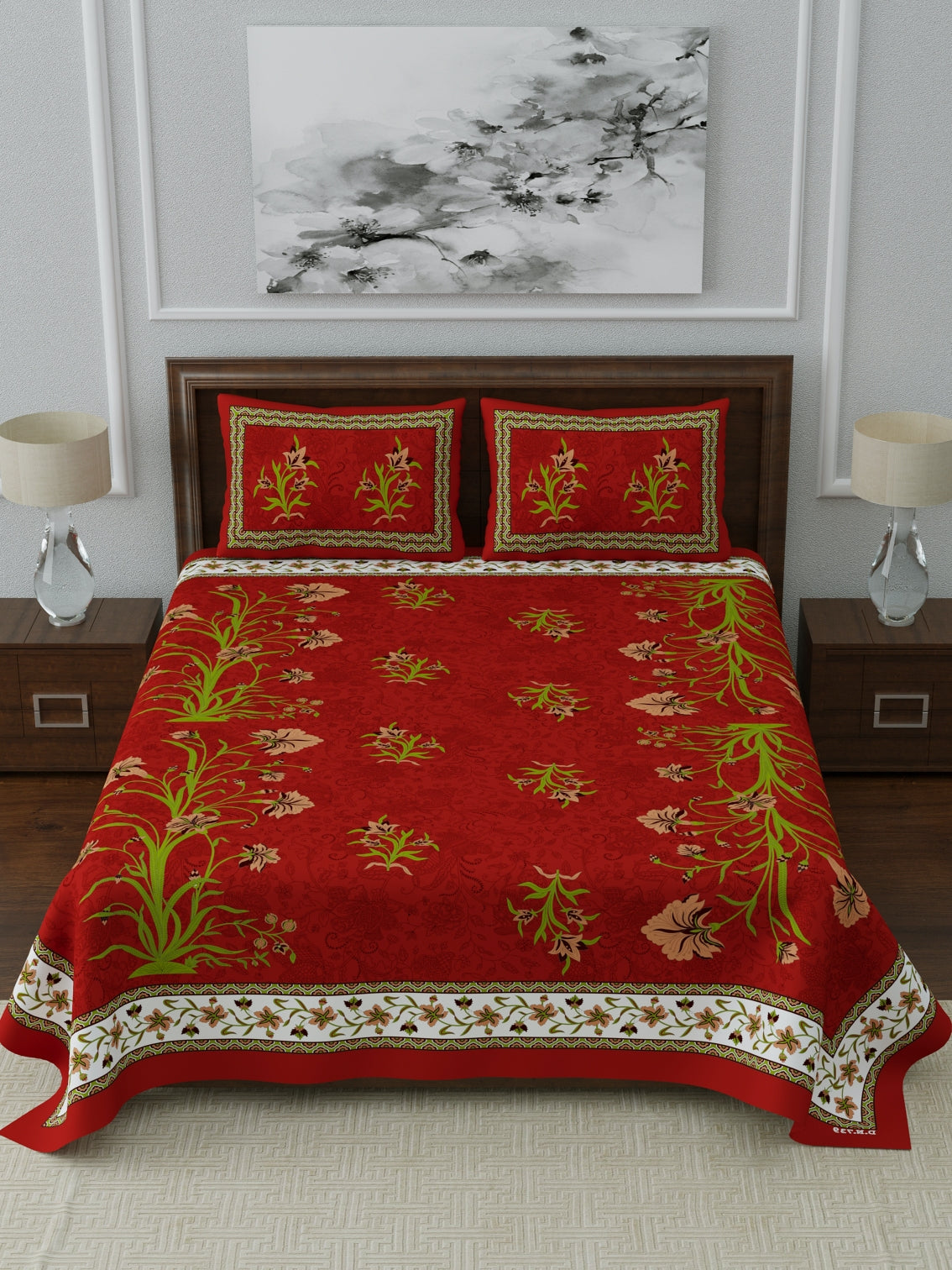 1 Queen Size Bedsheet  86*96 inches (7*8 Feet)   | Pure Cotton | Rich Fast Colour with No Colour Bleeding | Soft Skin Friendly (057-C)
