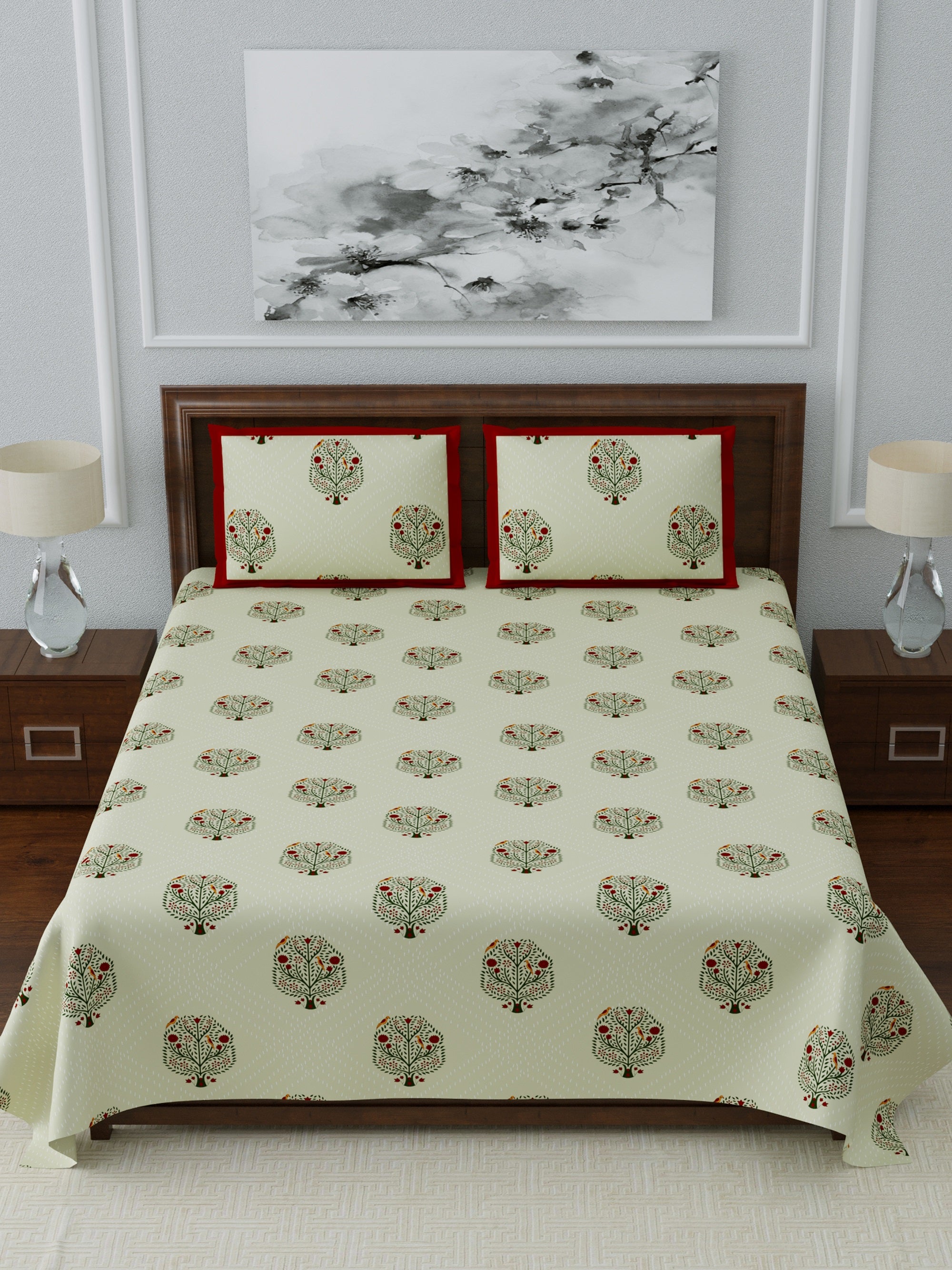 LIVING ROOTS 1 Super King Size Bedsheet 104*104 inches (8.6*8.6 Feet) With 2 Pillow Cover | Rich Fast Colour with No Colour Bleeding | Soft Skin Friendly (073-C)