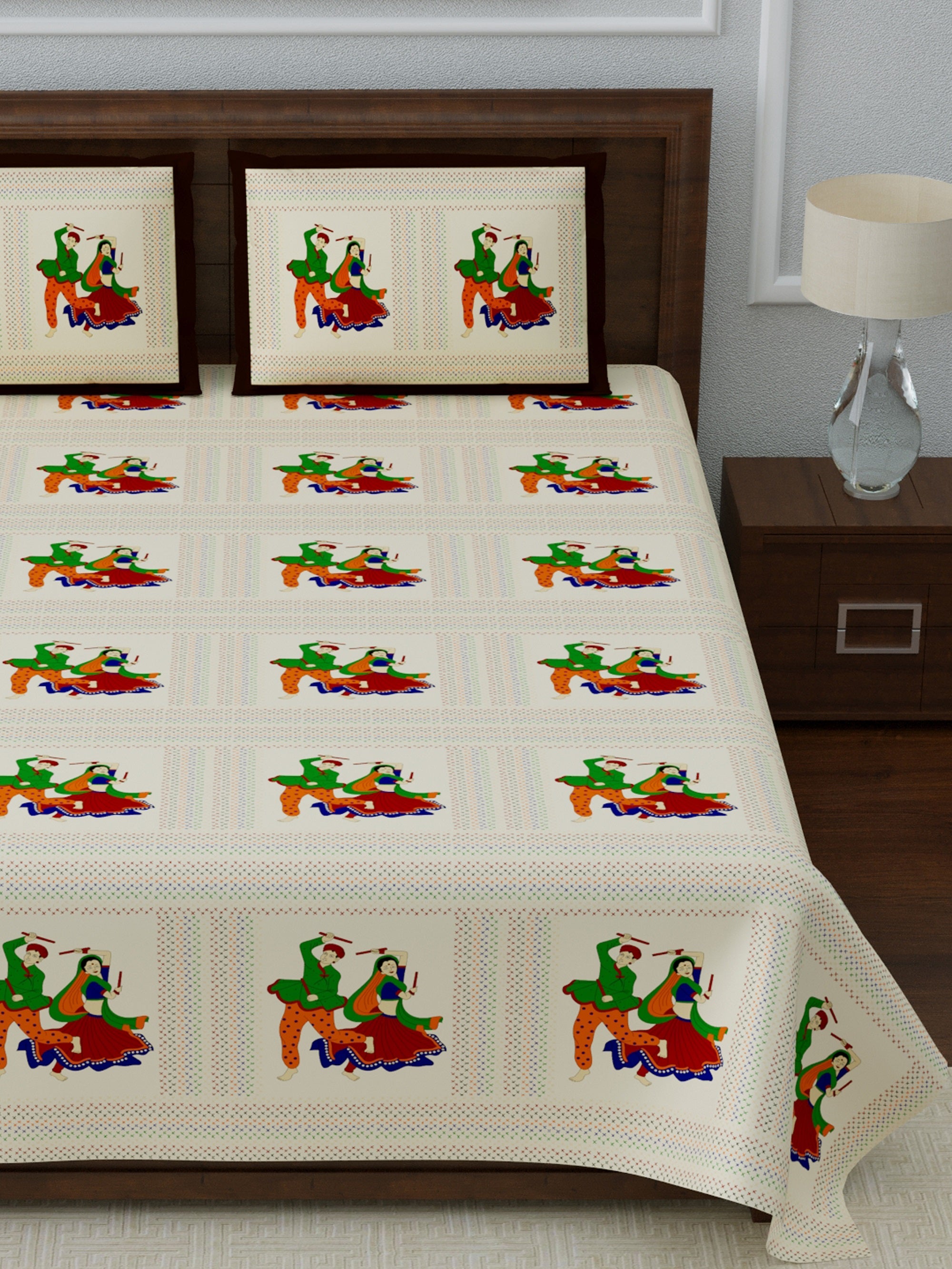 LIVING ROOTS Double Bedsheet Super King Size Pure Cotton Fabric With 2 Pillow Covers (31-076-A)