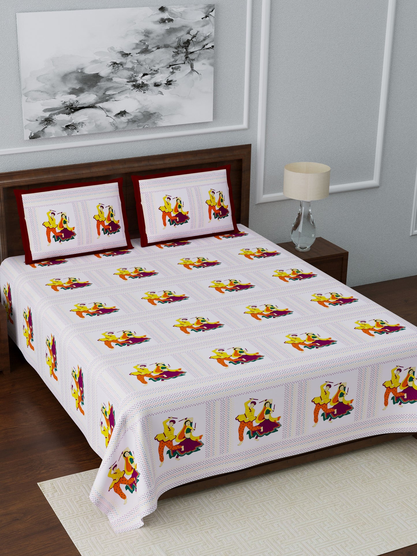 LIVING ROOTS Double Bedsheet Super King Size Pure Cotton Fabric With 2 Pillow Covers (31-076-B)