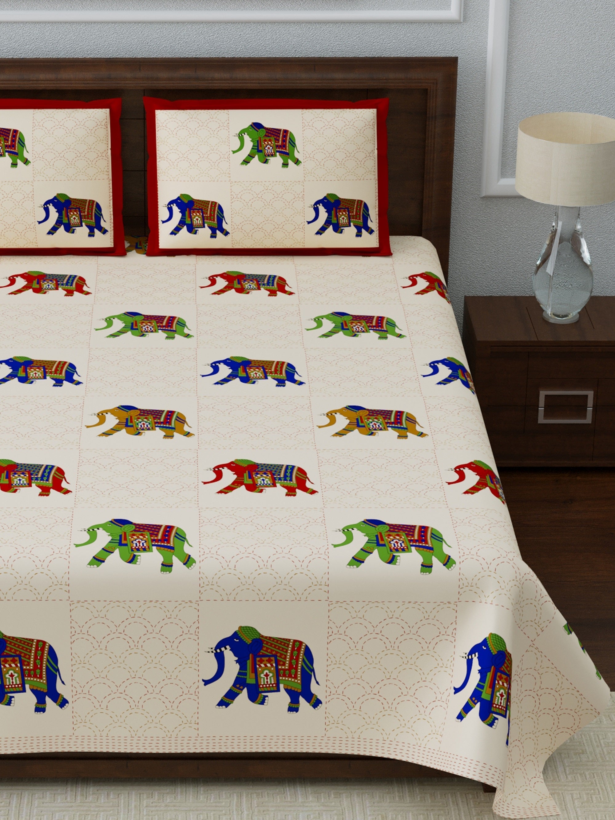 LIVING ROOTS Double Bedsheet Super King Size Pure Cotton Fabric With 2 Pillow Covers (31-077-A)