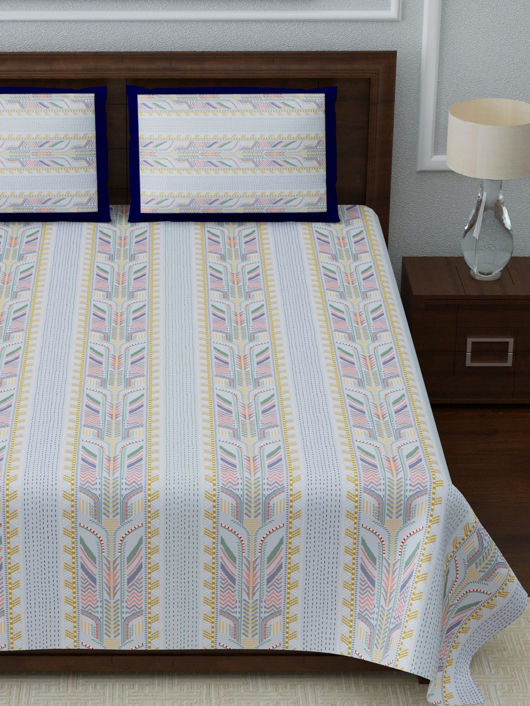 LIVING ROOTS Double Bedsheet Super King Size Pure Cotton Fabric With 2 Pillow Covers (31-078-A)