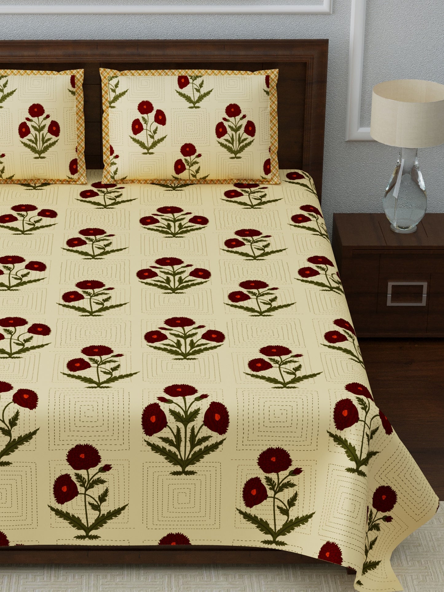 LIVING ROOTS Double Bedsheet Super King Size Pure Cotton Fabric With 2 Pillow Covers (31-079-A)