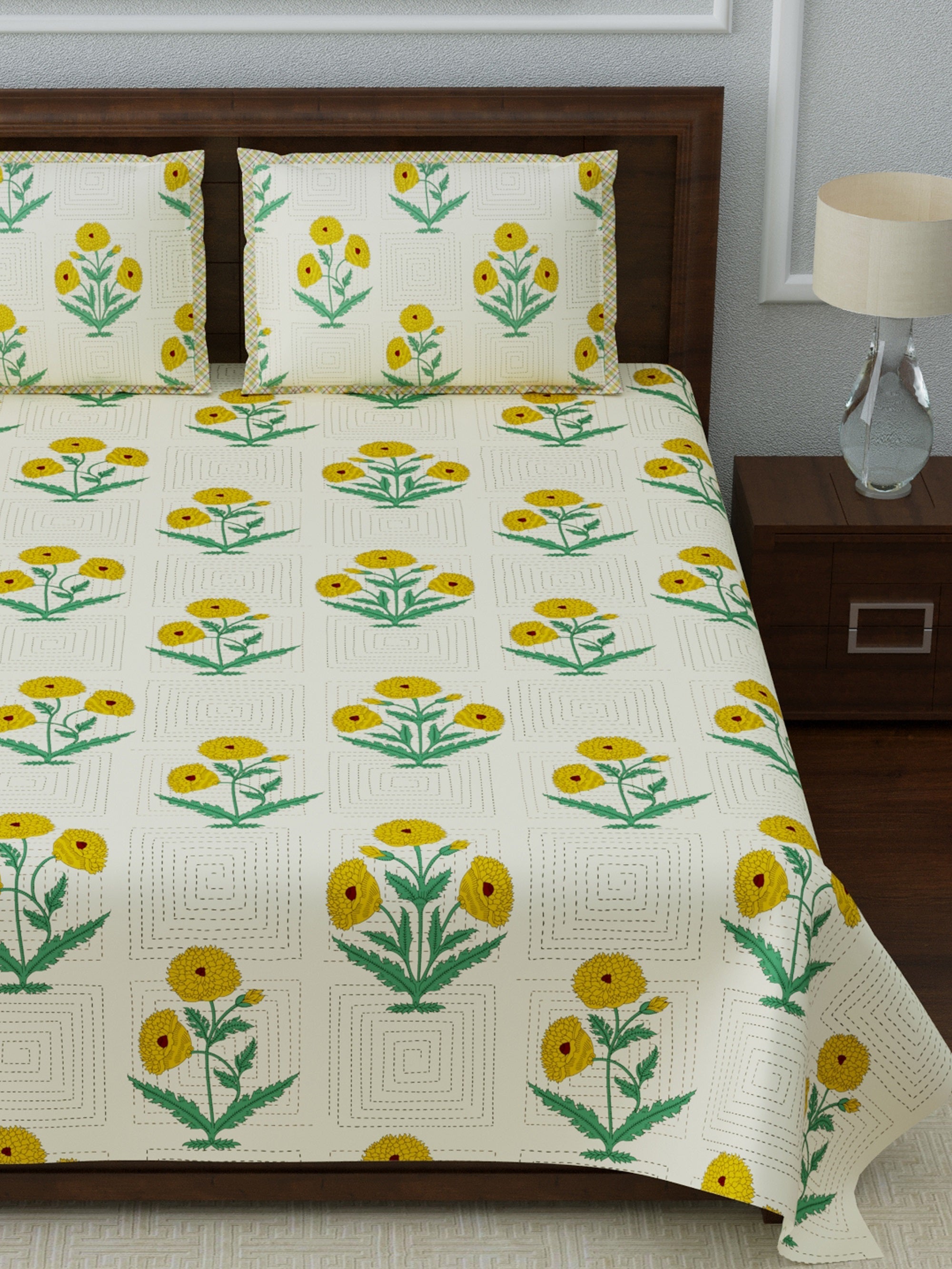 LIVING ROOTS Double Bedsheet Super King Size Pure Cotton Fabric With 2 Pillow Covers (31-079-B)