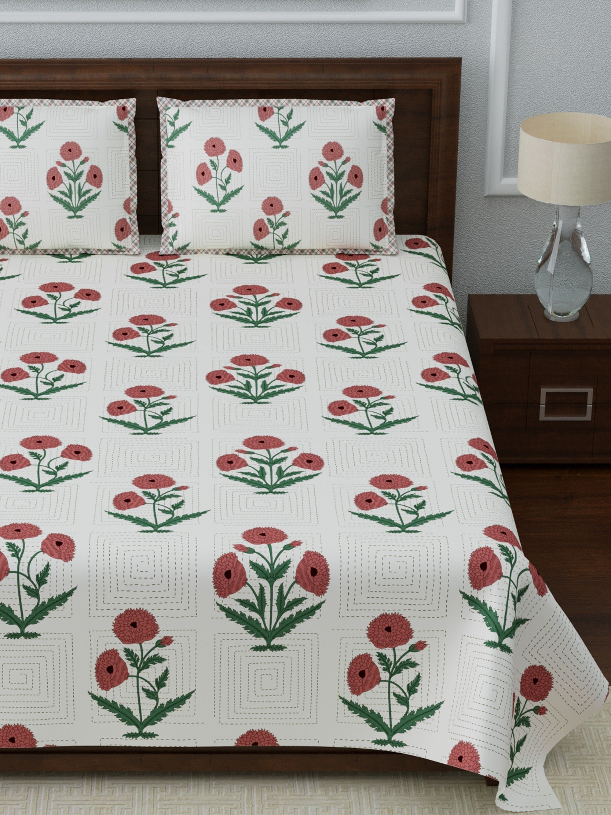 LIVING ROOTS Double Bedsheet Super King Size Pure Cotton Fabric With 2 Pillow Covers (31-079-C)