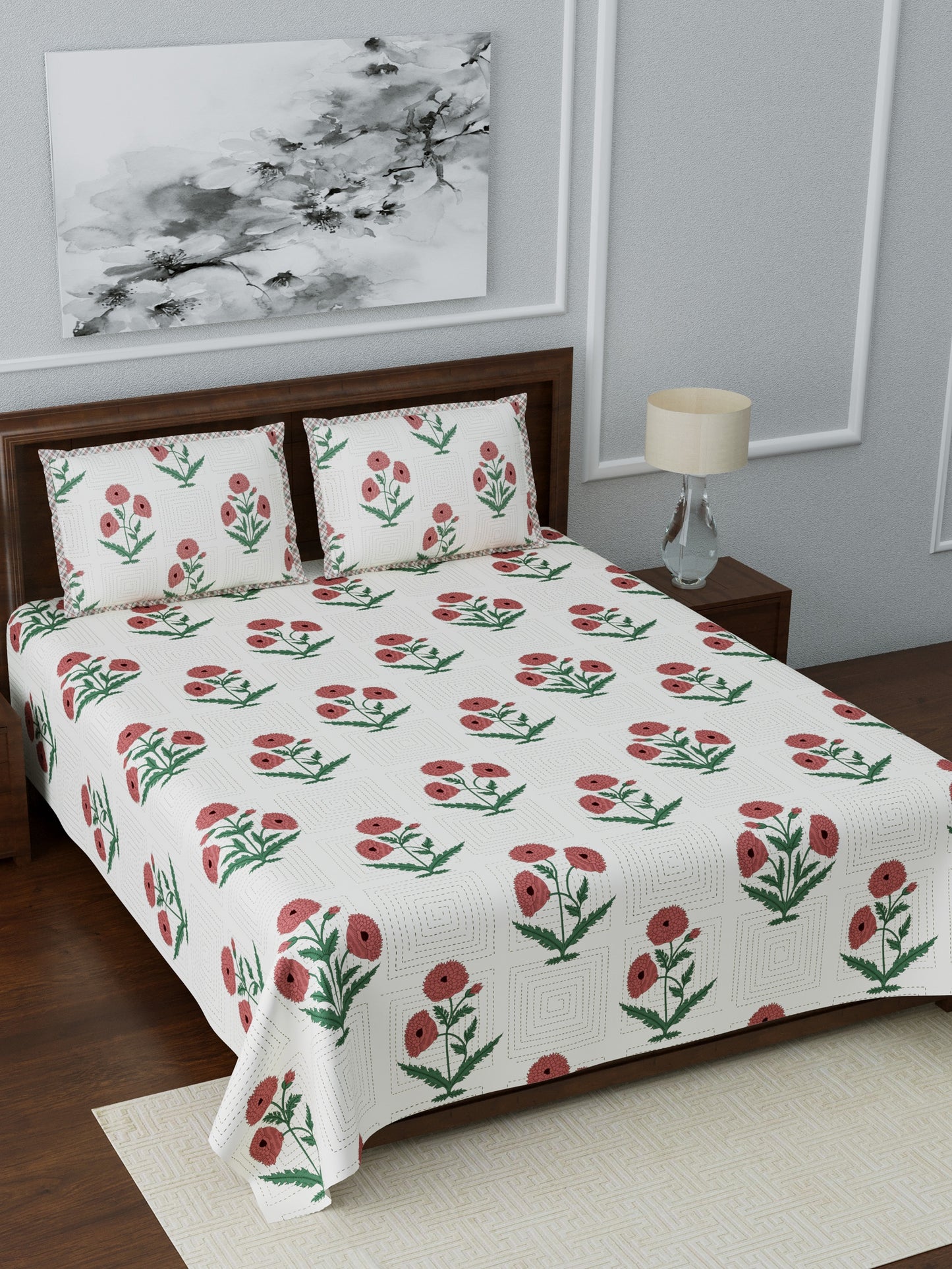 LIVING ROOTS Double Bedsheet Super King Size Pure Cotton Fabric With 2 Pillow Covers (31-079-C)