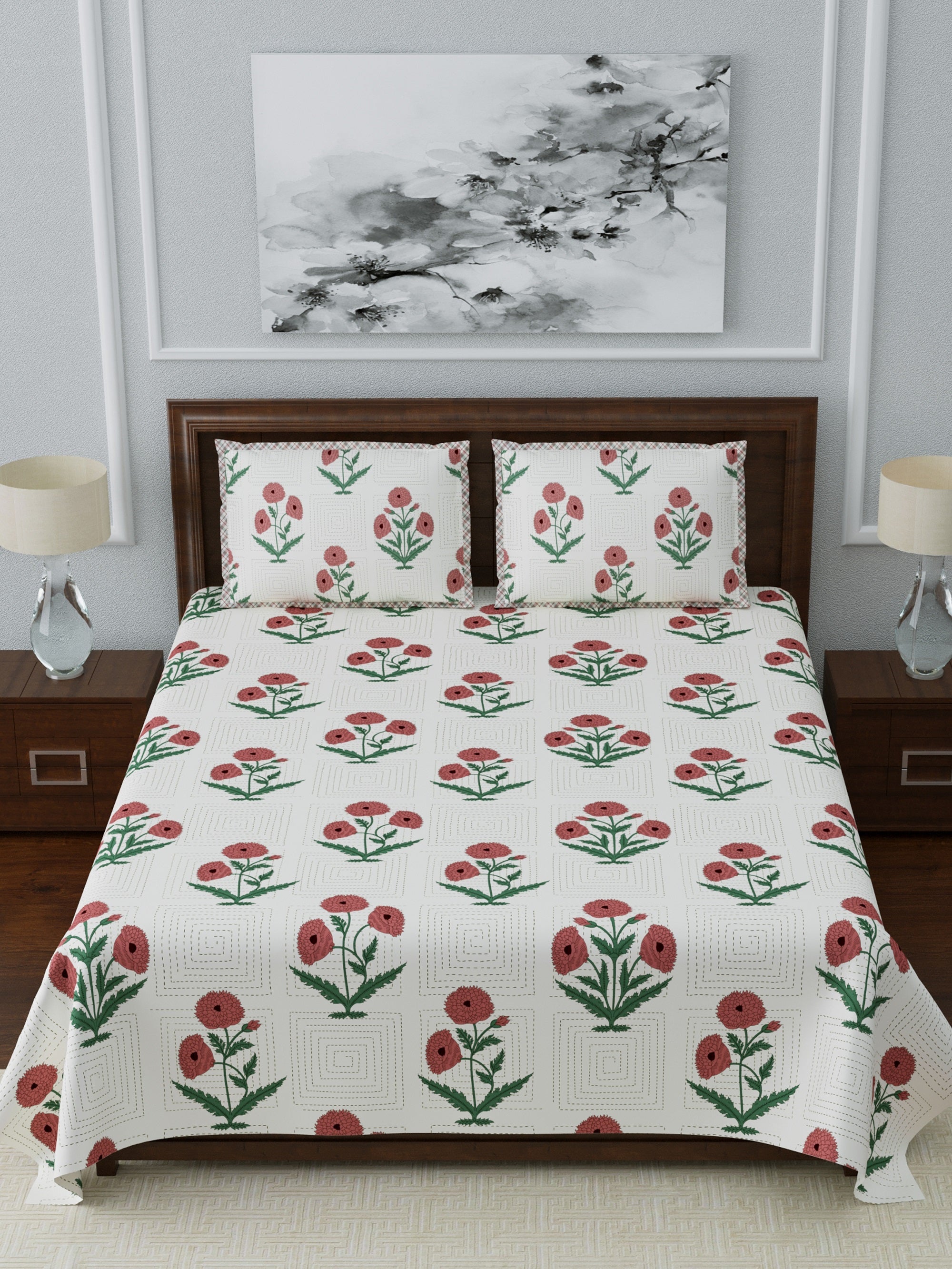 LIVING ROOTS Double Bedsheet Super King Size Pure Cotton Fabric With 2 Pillow Covers (31-079-C)