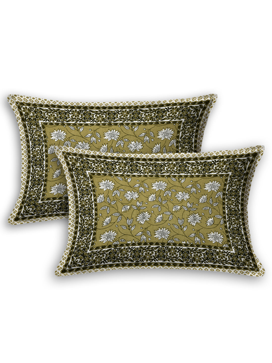 Super King Bedsheet Pure Cotton Fabric Size 94*106, 27*18 Green Colour Flower Print