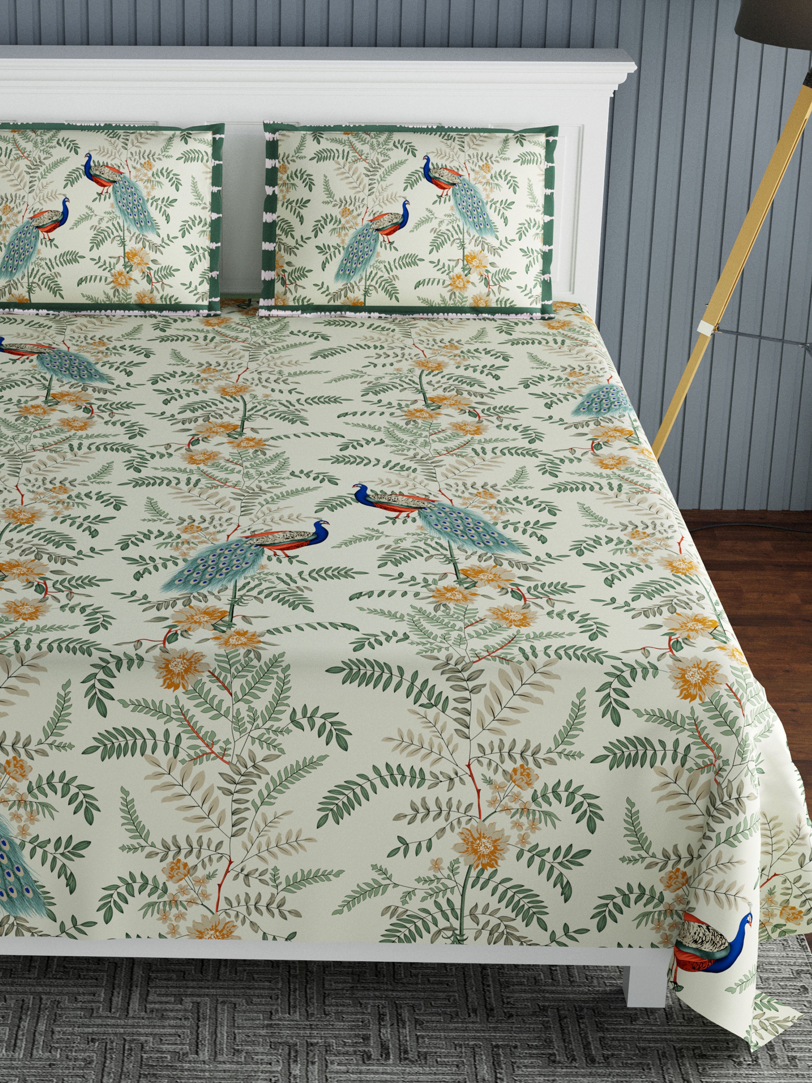 LIVING ROOTS Pure Cotton Super King Size Bedsheet 96*104 With 2 Pillow Cover | Rich Fast Colour with No Colour Bleeding | Soft Skin Friendly (31-113-A)