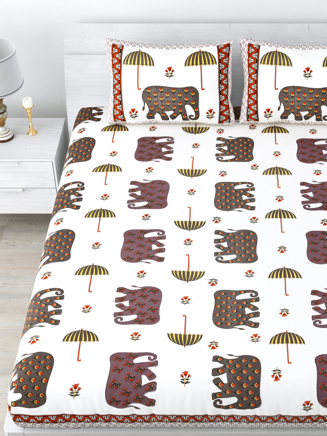 1 King Size Bedsheet  84*100 inches (7*8.3 Feet) With 2 Pillow Cover | Pure Cotton | Rich Fast Colour with No Colour Bleeding | Soft Skin Friendly (143-B)