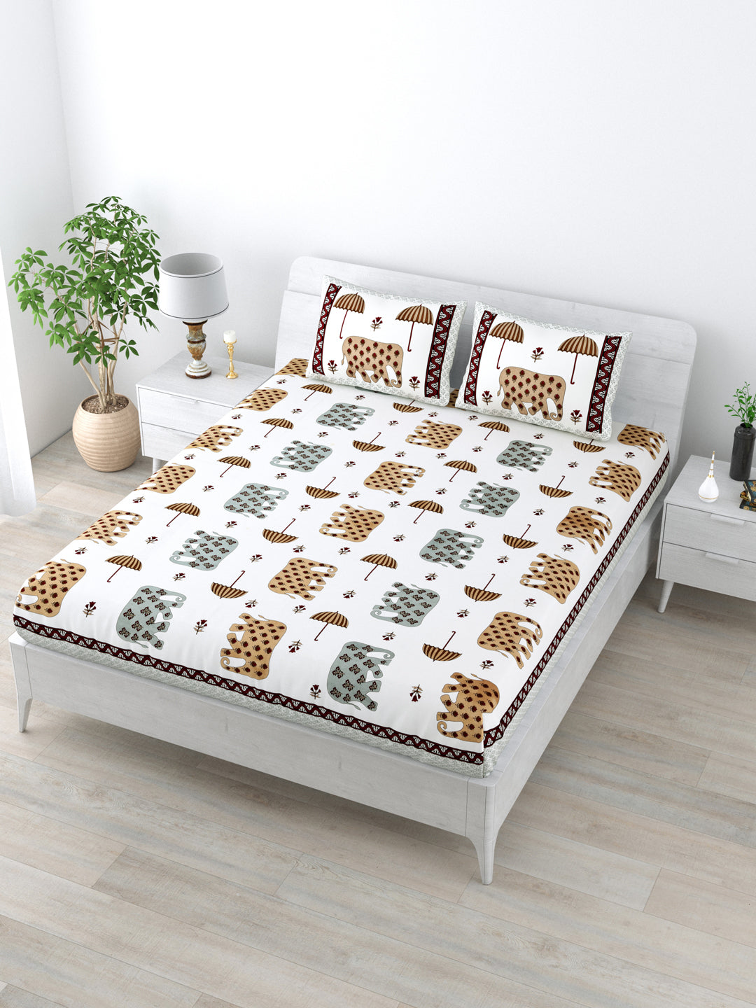 1 King Size Bedsheet  84*100 inches (7*8.3 Feet) With 2 Pillow Cover | Pure Cotton | Rich Fast Colour with No Colour Bleeding | Soft Skin Friendly (143-D)