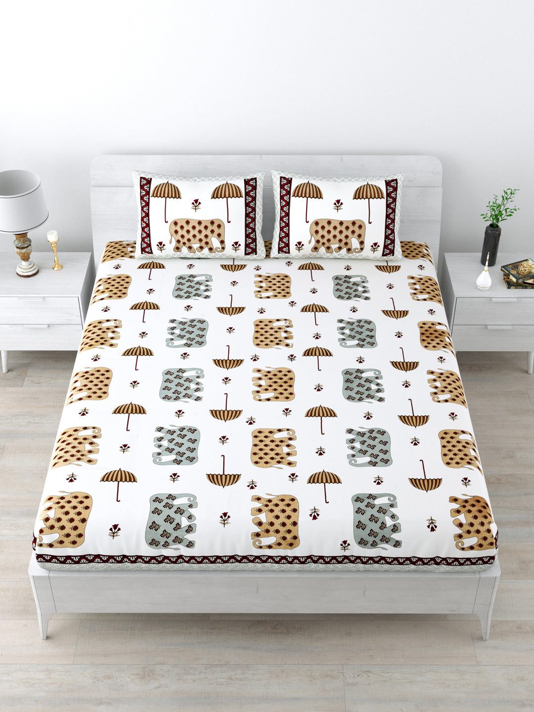 1 King Size Bedsheet  84*100 inches (7*8.3 Feet) With 2 Pillow Cover | Pure Cotton | Rich Fast Colour with No Colour Bleeding | Soft Skin Friendly (143-D)