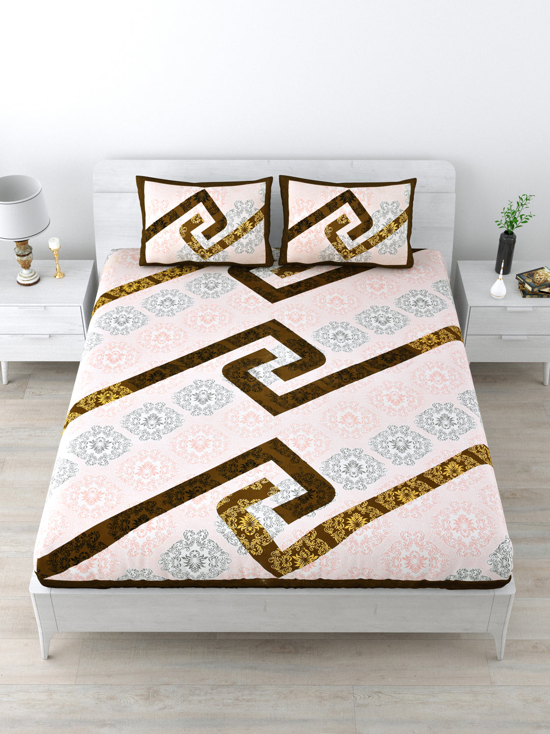 1 King Size Bedsheet  84*100 inches (7*8.3 Feet) With 2 Pillow Cover | Pure Cotton | Rich Fast Colour with No Colour Bleeding | Soft Skin Friendly (145-D)