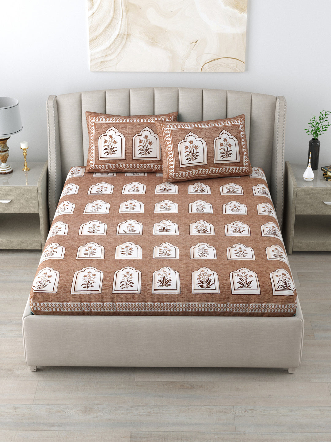 LIVING ROOTS Pure Cotton 1 King Size Bedsheet  90*96 inches (7.5*8 Feet) With 2 Pillow Cover | Rich Fast Colour with No Colour Bleeding | Soft Skin Friendly (147-B)